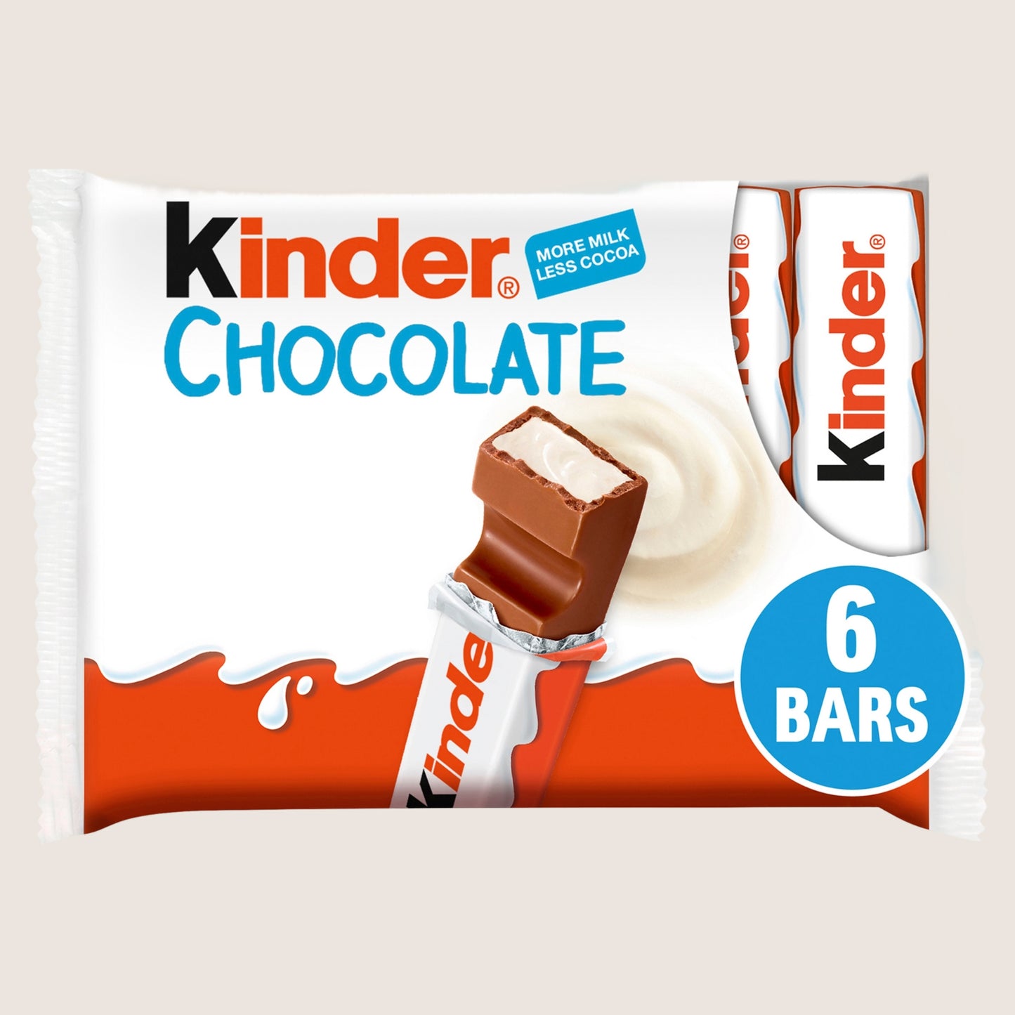 Kinder Milk Chocolate Medium Treat Snack Bars 6 Pack 6 x 21g