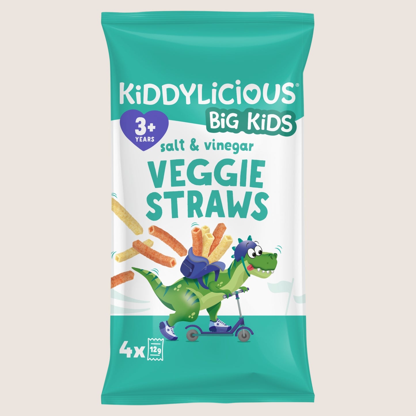 Kiddylicious Big Kids Salt & Vinegar Veggie Straws Gentle Formula 4 x 12g