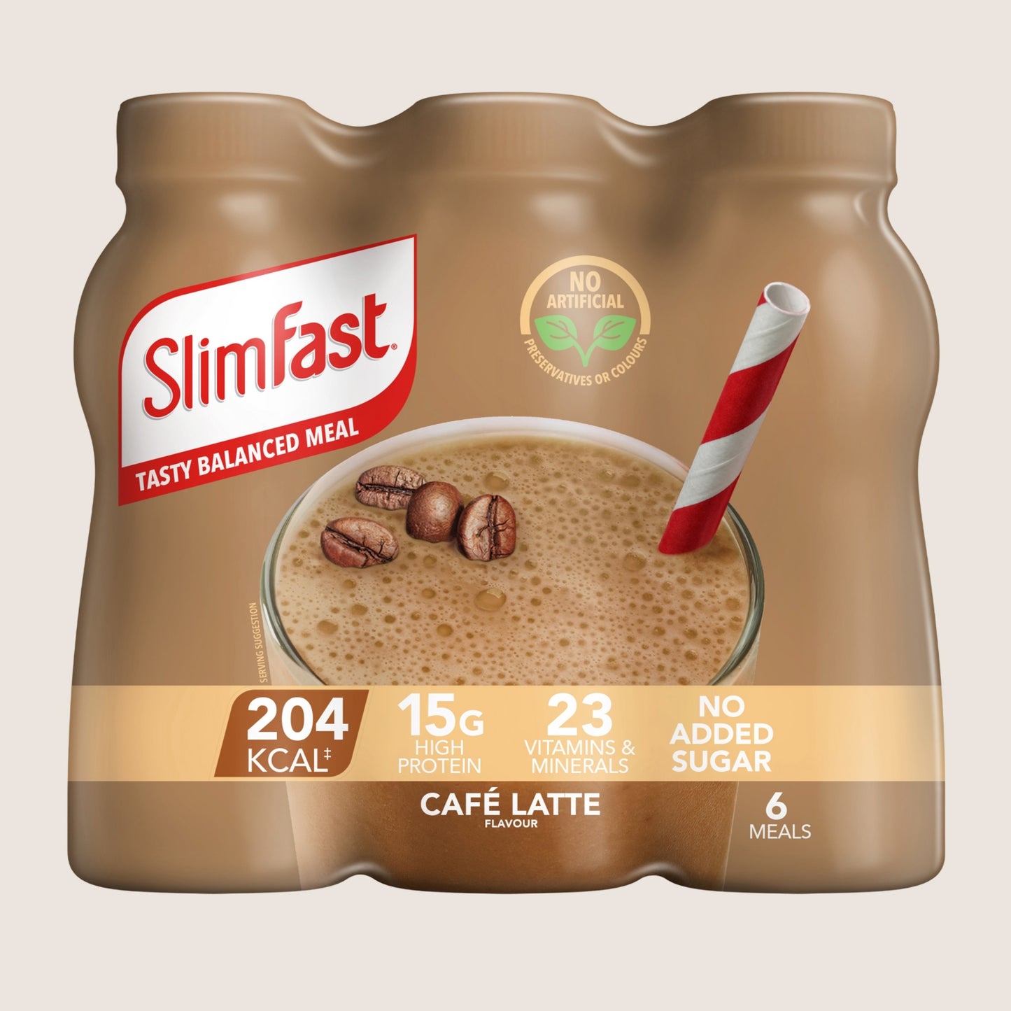 Slimfast Ready to Drink Meal Replacement Shake, Café Latte Flavour, 6 meals