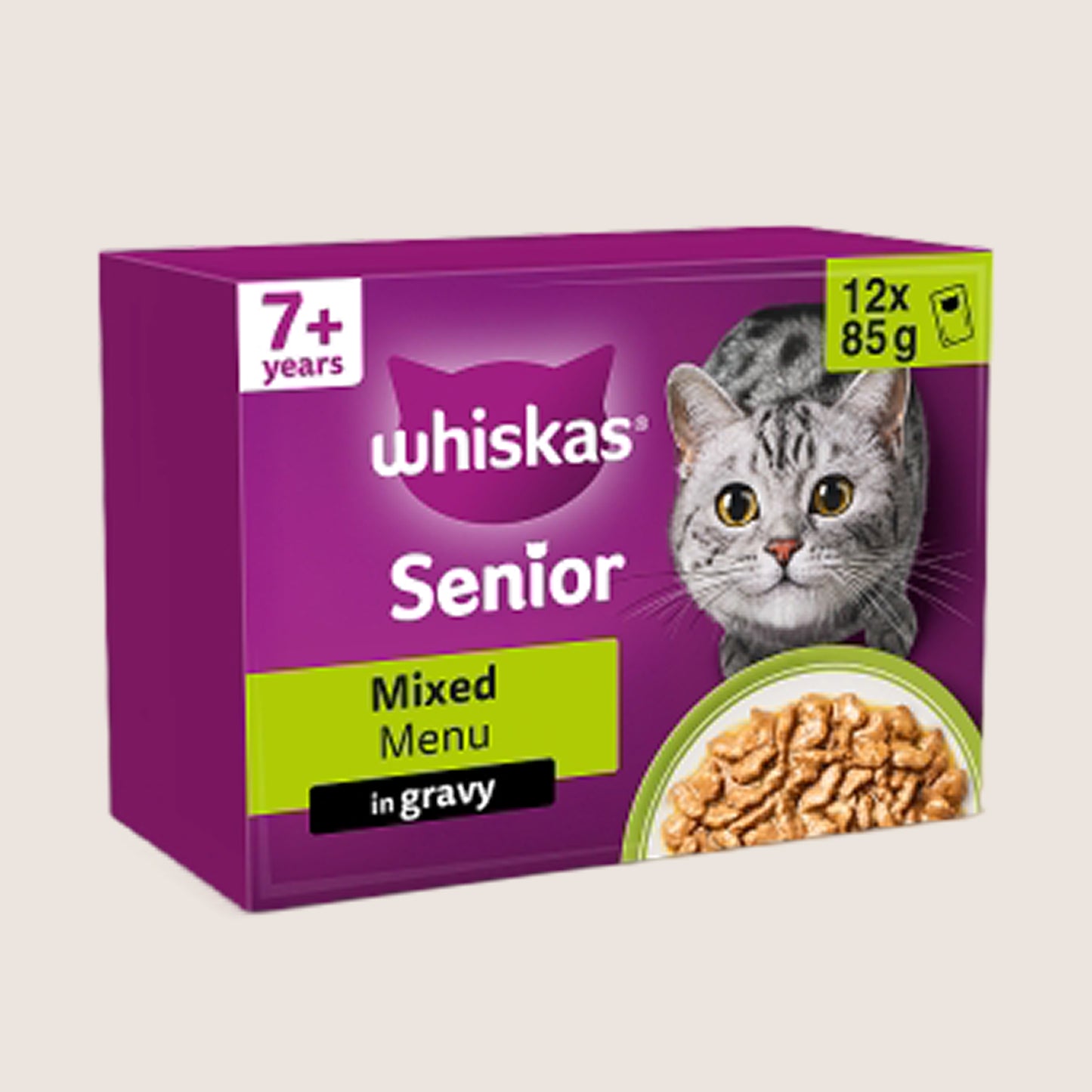 Whiskas Senior 7+ MIXED Menu&nbsp; Wet Cat Food Pouches in Gravy Senior Formula 12 x 85g