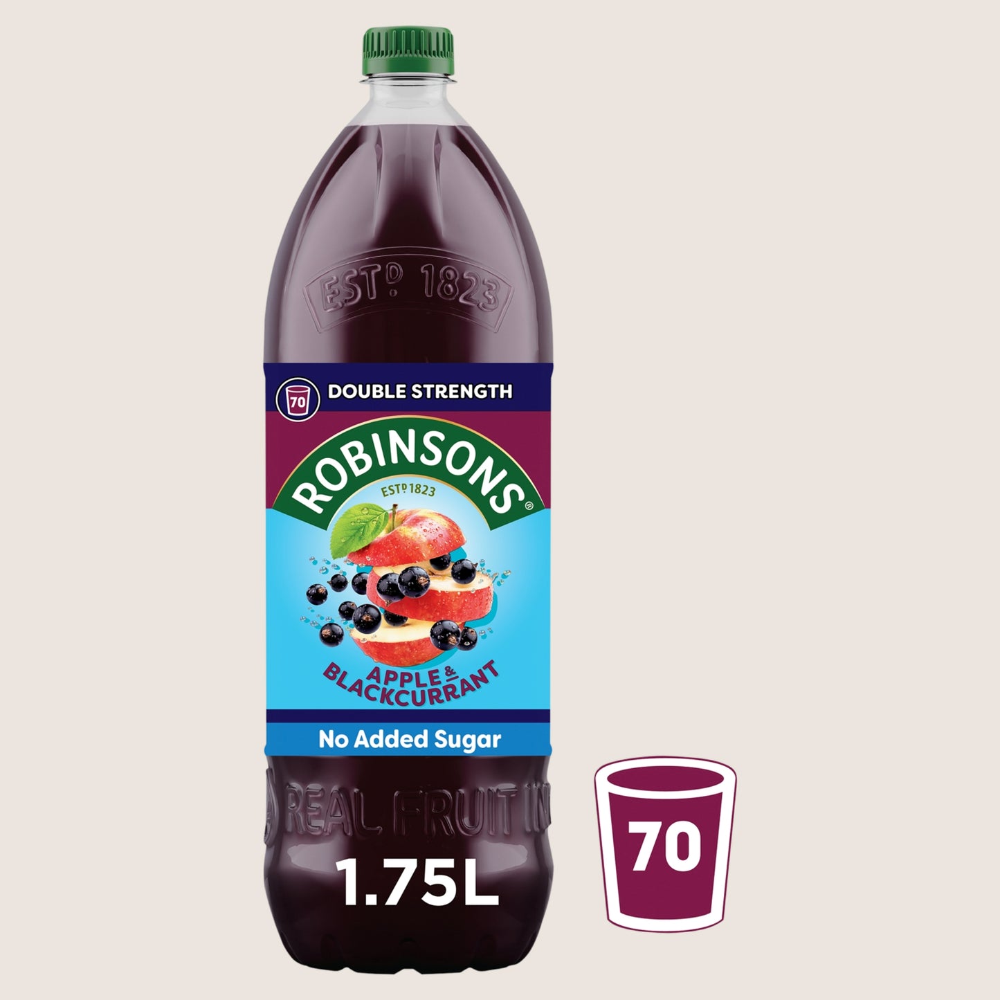 Robinsons Double Strength Apple & Blackcurrant No Added Sugar Squash 1.75L