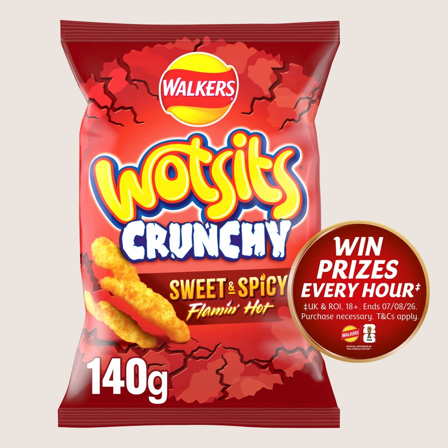 Walkers Wotsits Crunchy Sweet & Spicy Sharing Snacks Crisps Sharing Size 140g