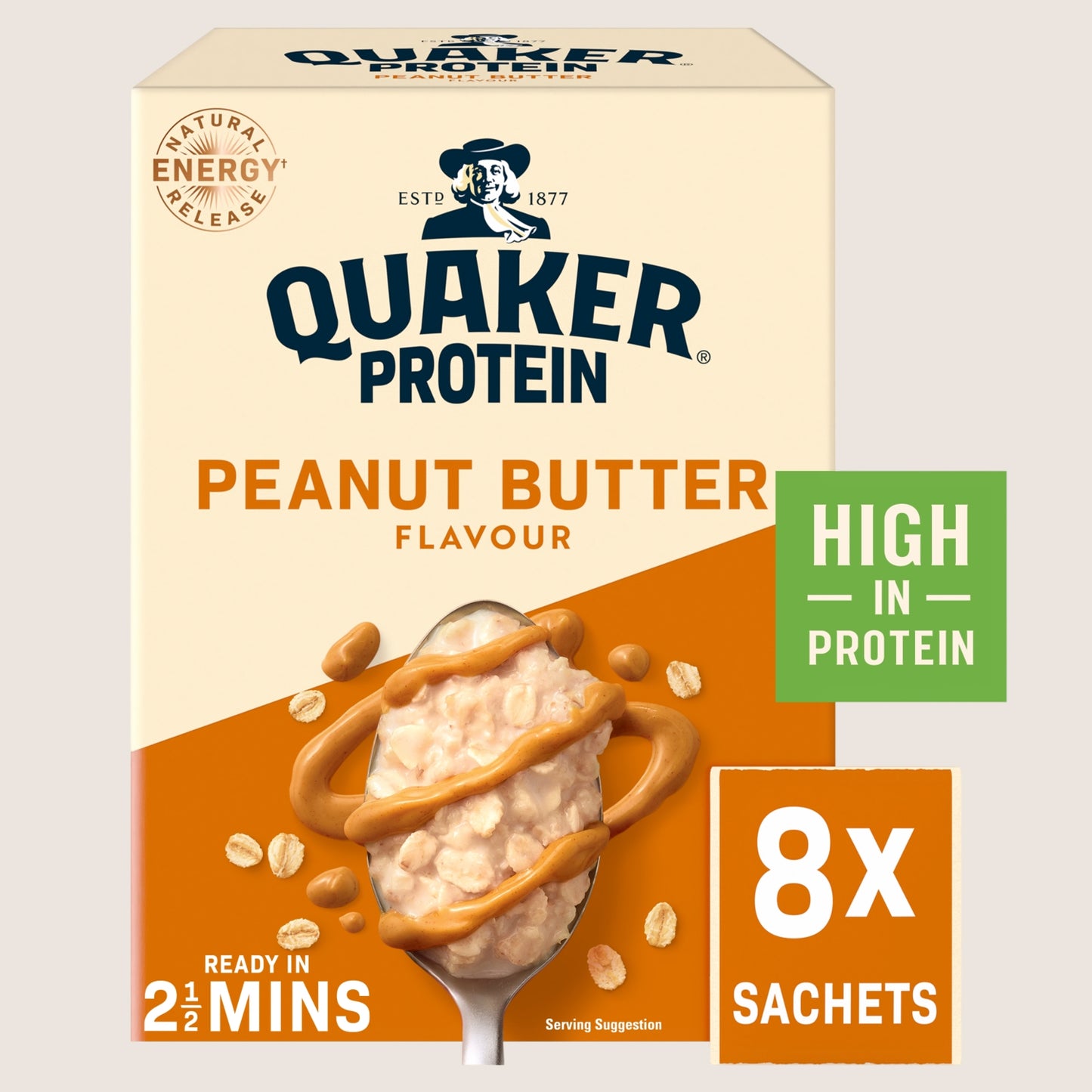 Quaker Oats High Protein Peanut Butter Porridge Sachets High Protein 8x43g