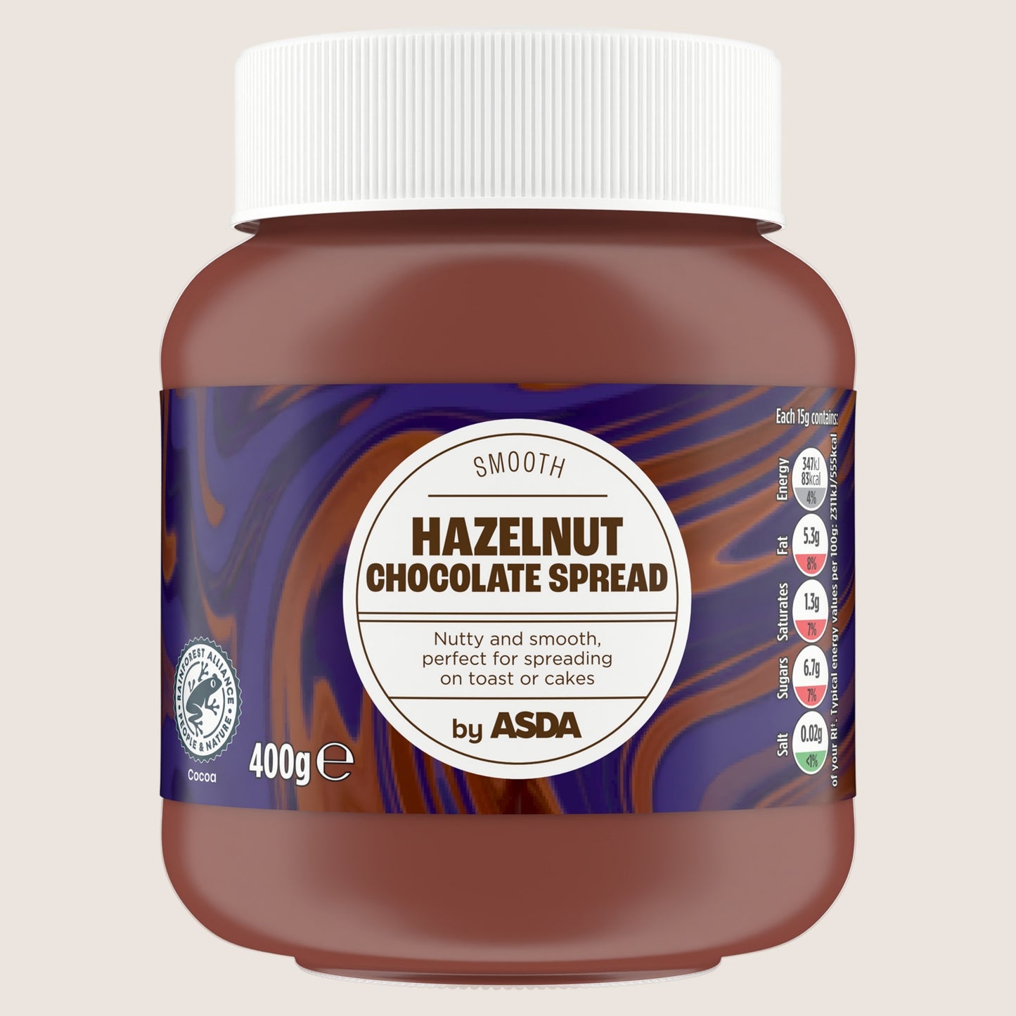 ASDA Hazelnut Chocolate Spread No Artificial Additives 400g