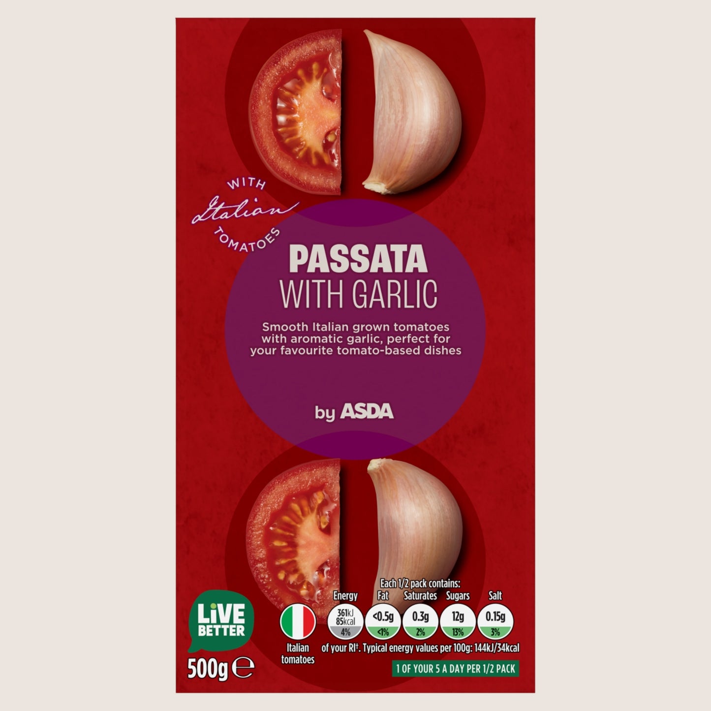 ASDA Passata with Garlic Cupboard Essential 500g