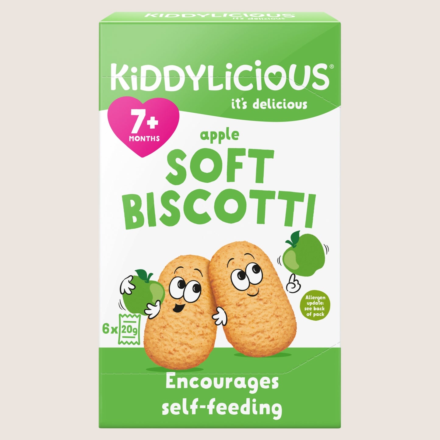 Kiddylicious Apple Soft Biscotti 7+ Months Gentle Formula 6 x 20g