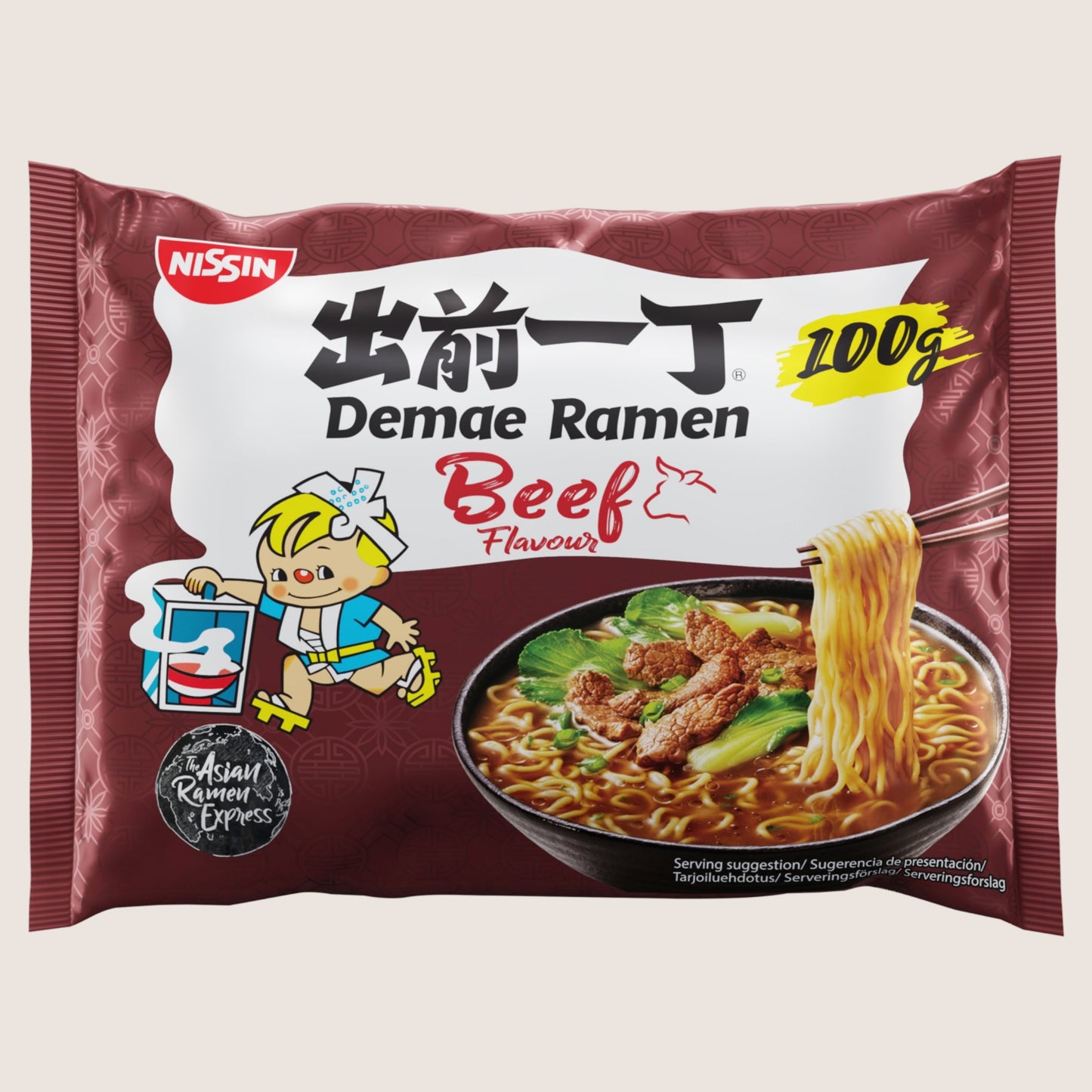 Nissin Demae Ramen Beef Instant Noodles Ready in Minutes 100g
