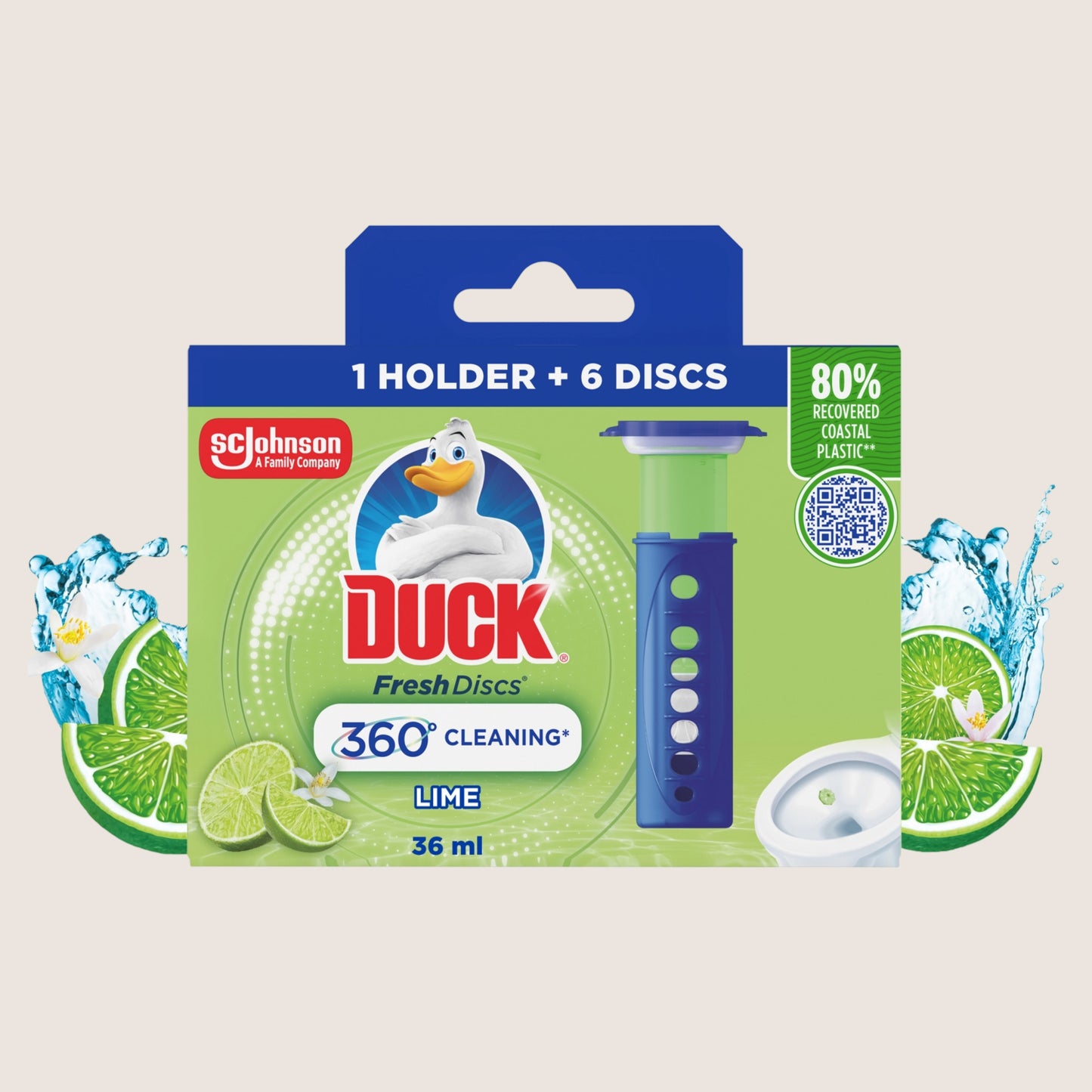 Duck Toilet Fresh Disc Holder & Refill Lime 36ml