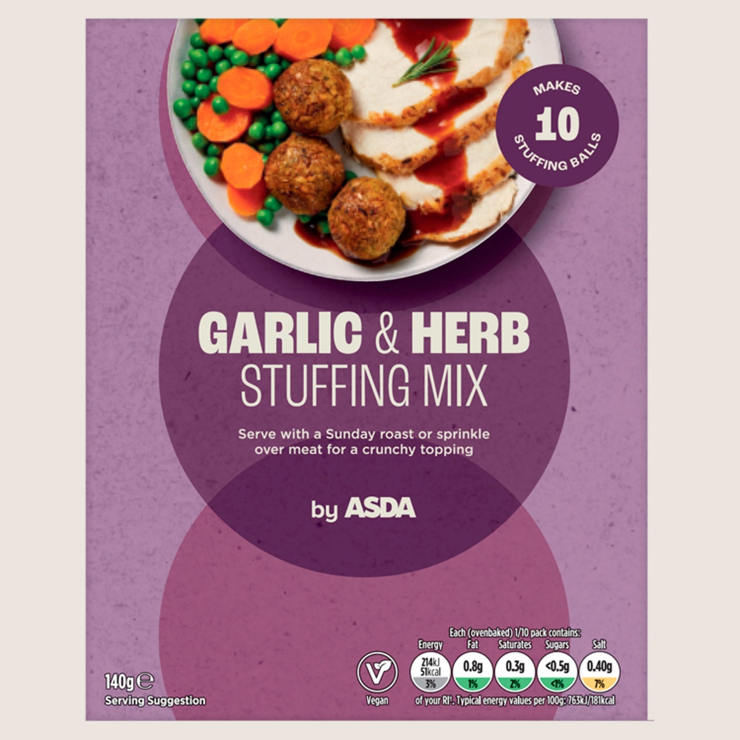 ASDA Garlic & Herb Stuffing Mix No Artificial Additives 140g