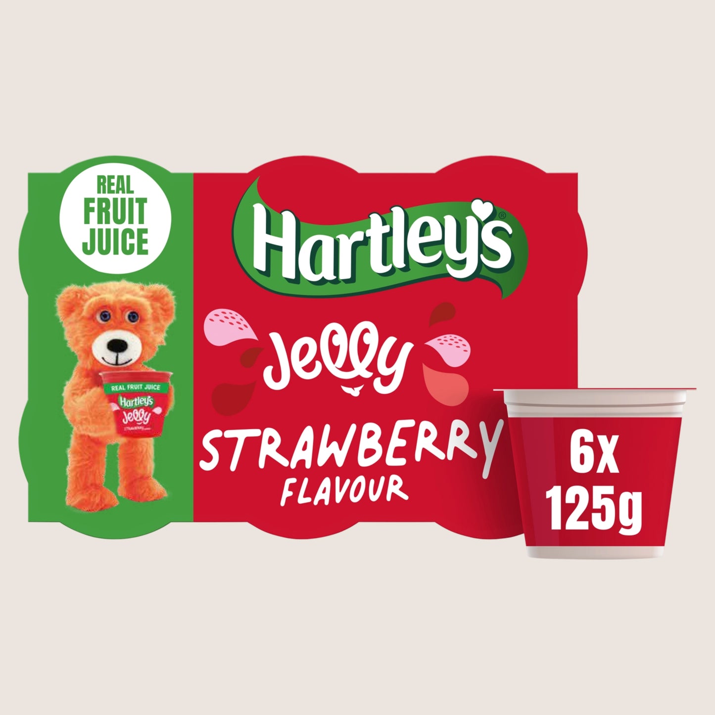 Hartley's Strawberry Flavour Jelly No Artificial Additives 6 x 125g