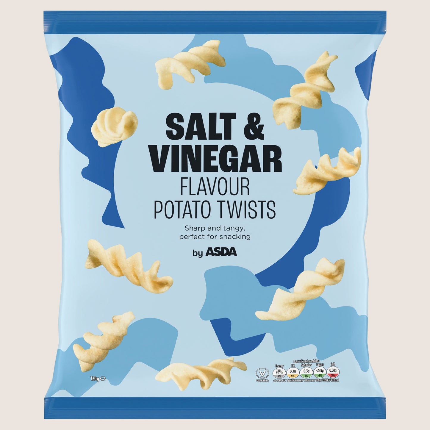 ASDA Salt & Vinegar Flavour Potato Twists No Artificial Additives 120g