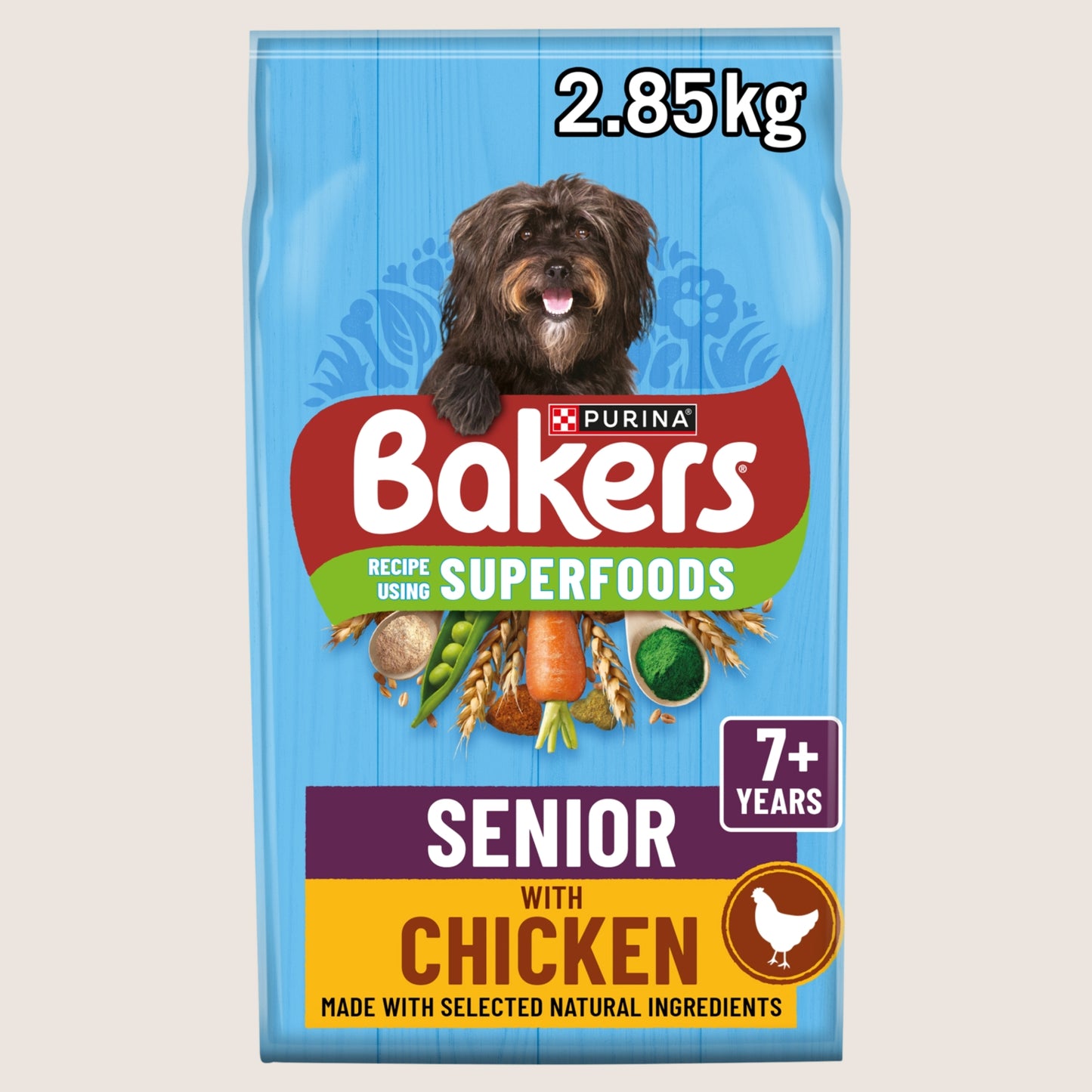 Bakers Superfoods Senior Chicken with Vegetables Dry Dog Food Complete Nutrition 2.85kg