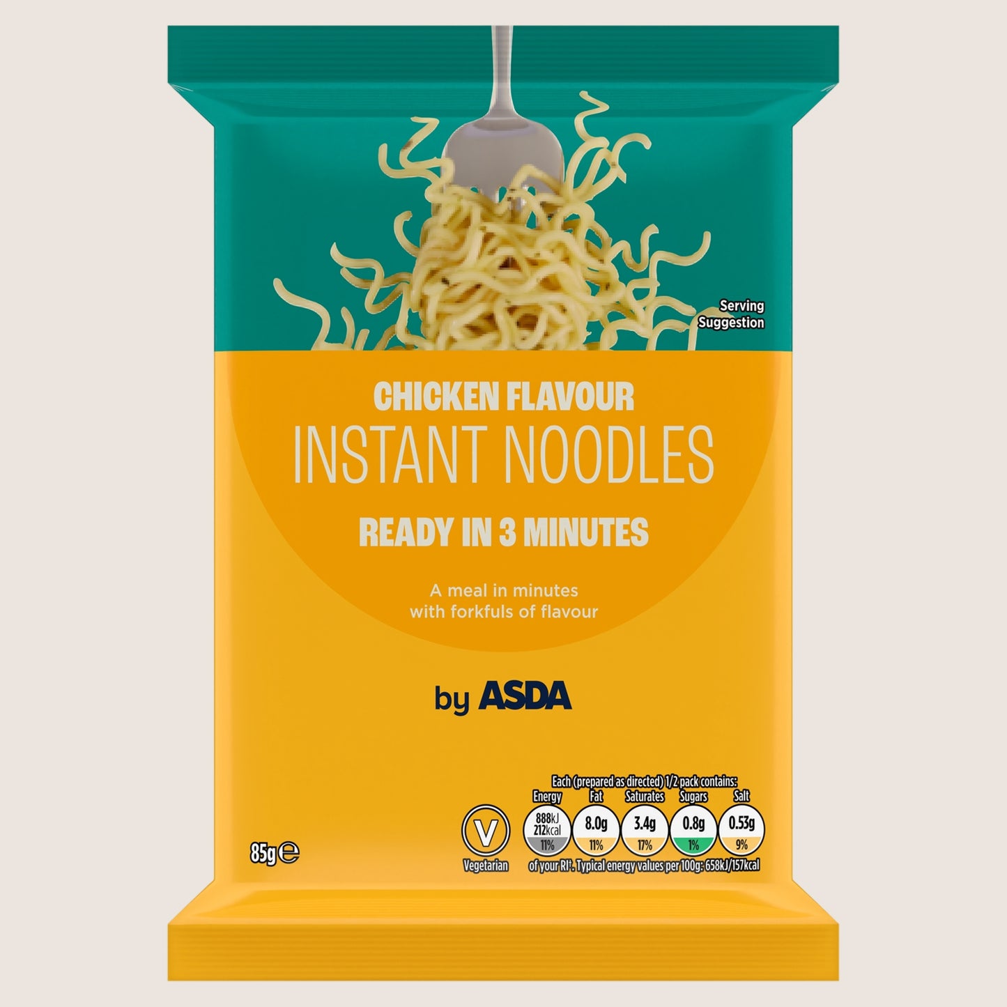 ASDA Chicken Flavour Instant Noodles Vegetarian Friendly 85g