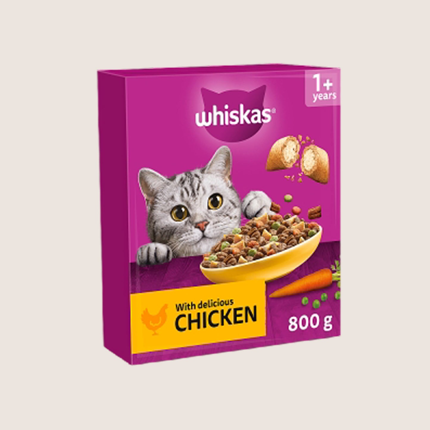 Whiskas 1+ Dry CHICKEN Cat Food With Taurine 800g
