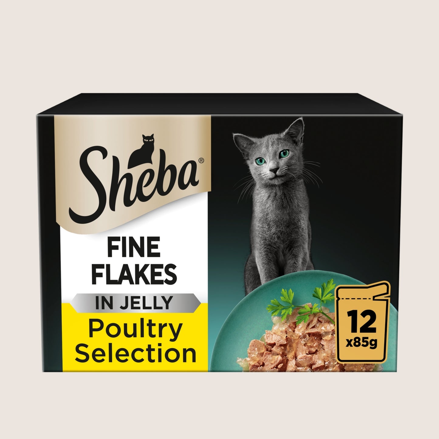 Sheba Fine Flakes Adult Wet Cat Food Poultry Selection in Jelly Pouch With Taurine 12 x 85g