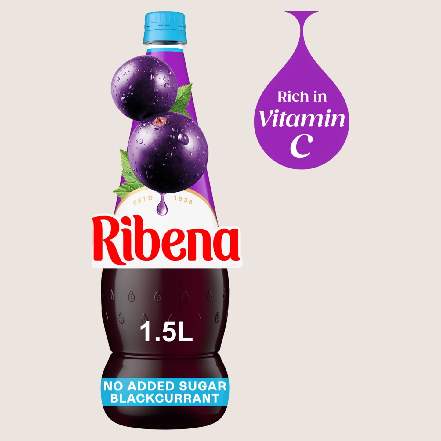 Ribena Blackcurrant Squash No Added Sugar 1.5L