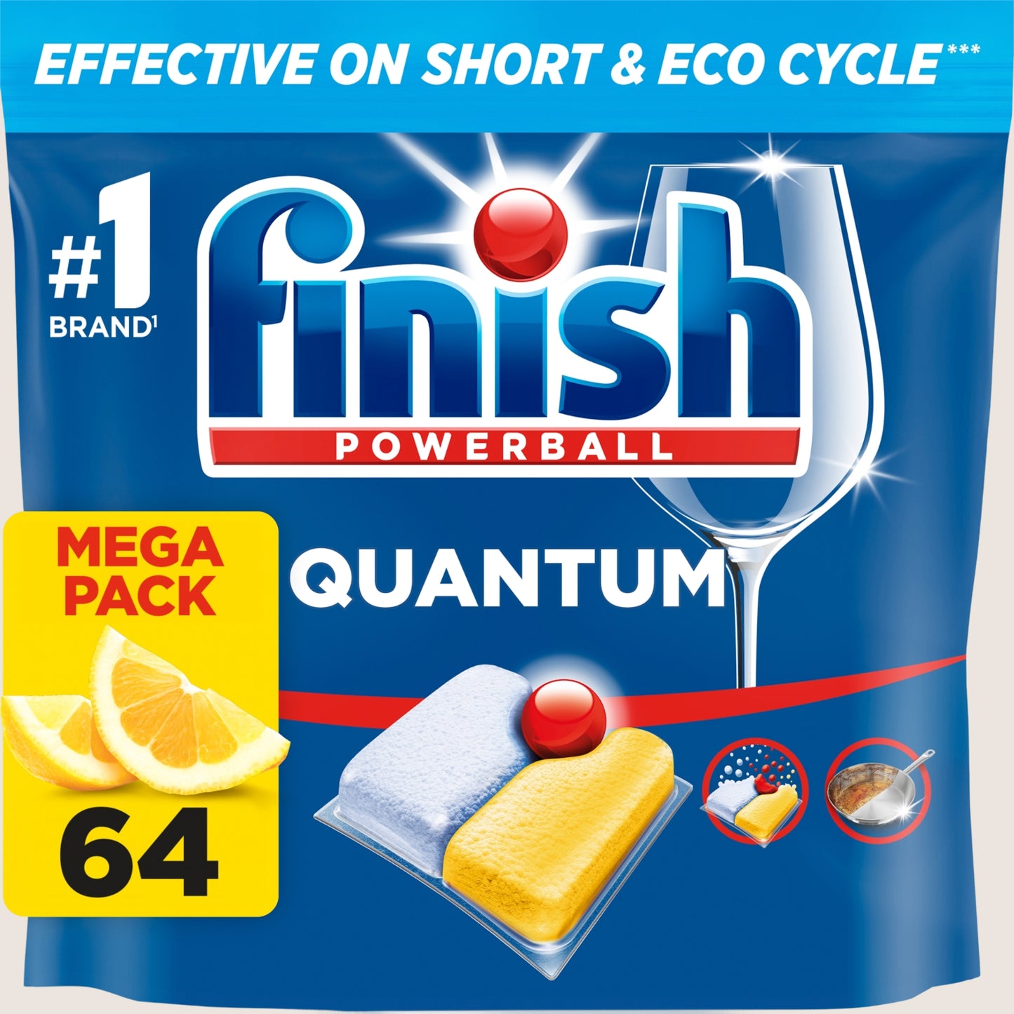 Finish Quantum All In One Dishwasher Tablets Lemon - 64 Tabs
