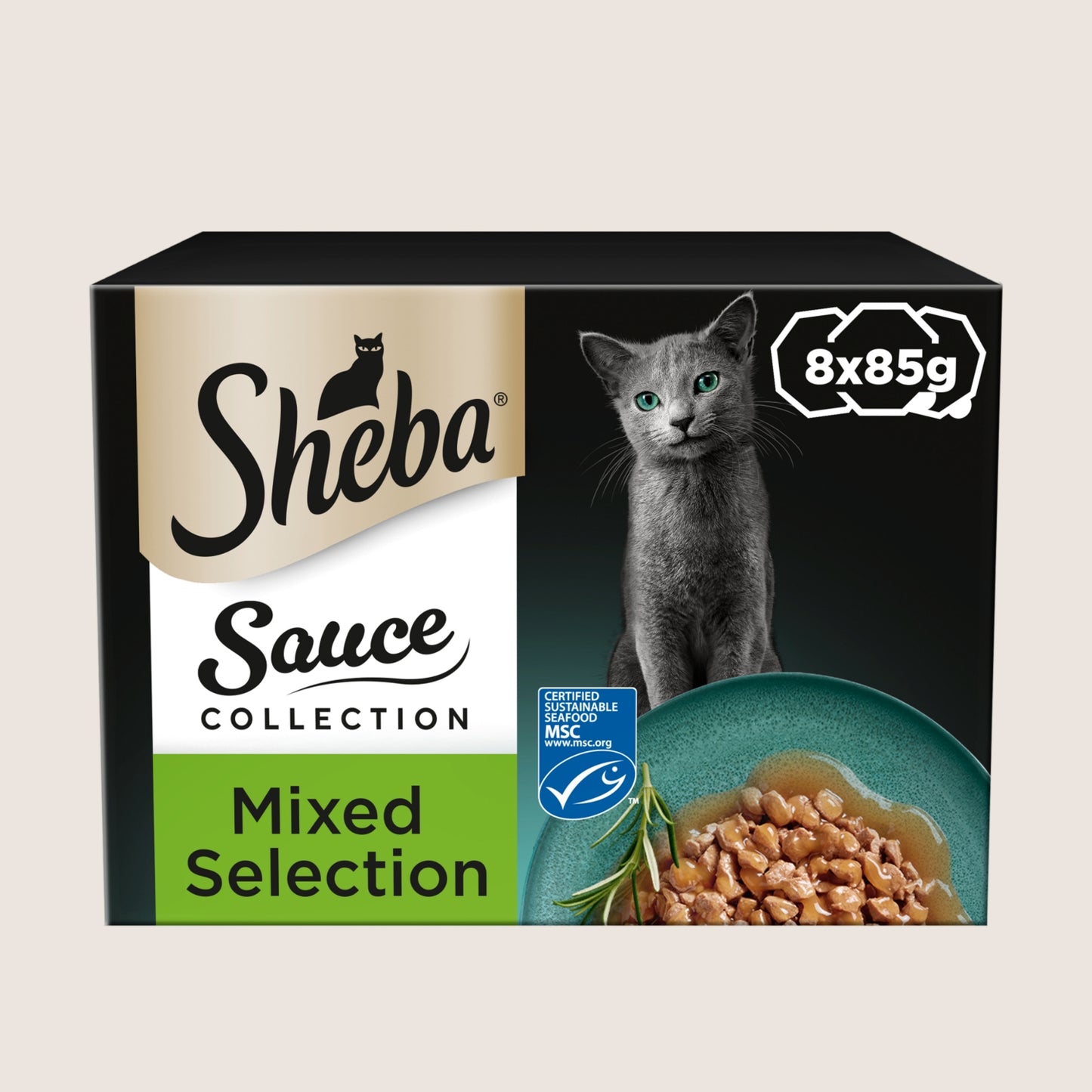 Sheba Sauce Collection Adult Wet Cat Food Mixed Selection Tray With Taurine 8 x 85g