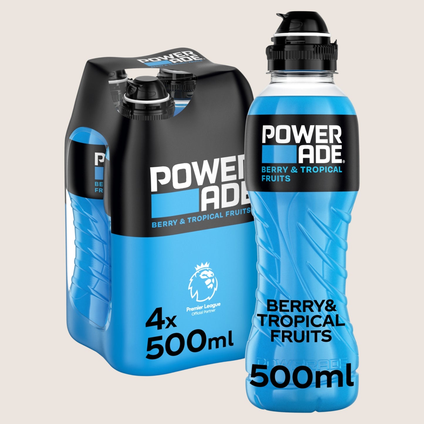 Powerade Berry and Tropical Sports Drink Bottles Refreshing 4 x 500ml