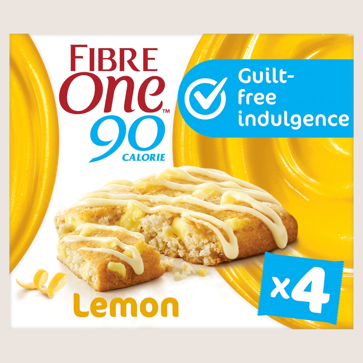 Fibre One 90 Calorie Lemon Drizzle Squares Free From Artificial Additives 4 x 24g