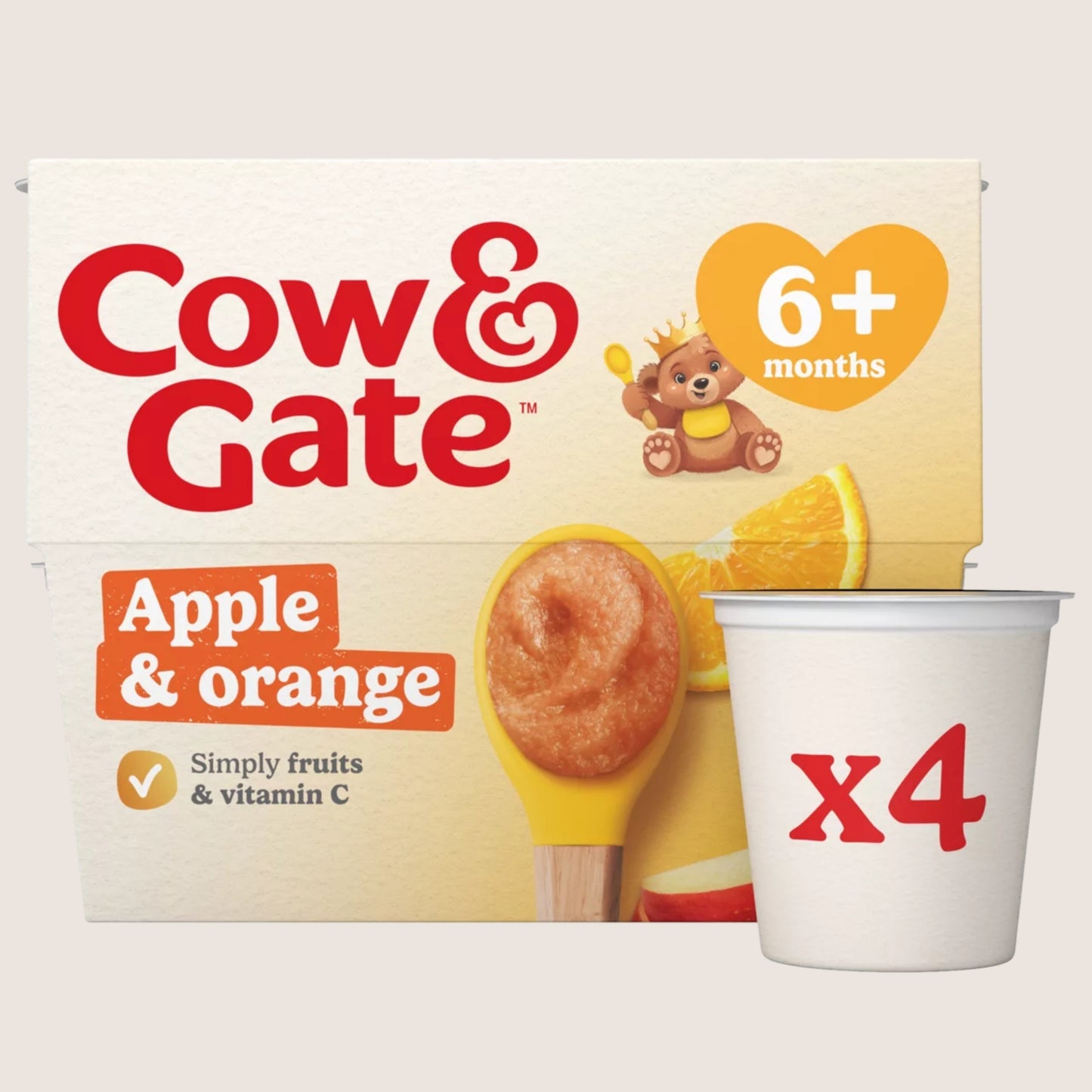Cow & Gate Apple Orange & Acerola Baby Food Fruit Pot , 6+ Months 6 Months Plus 4x100g