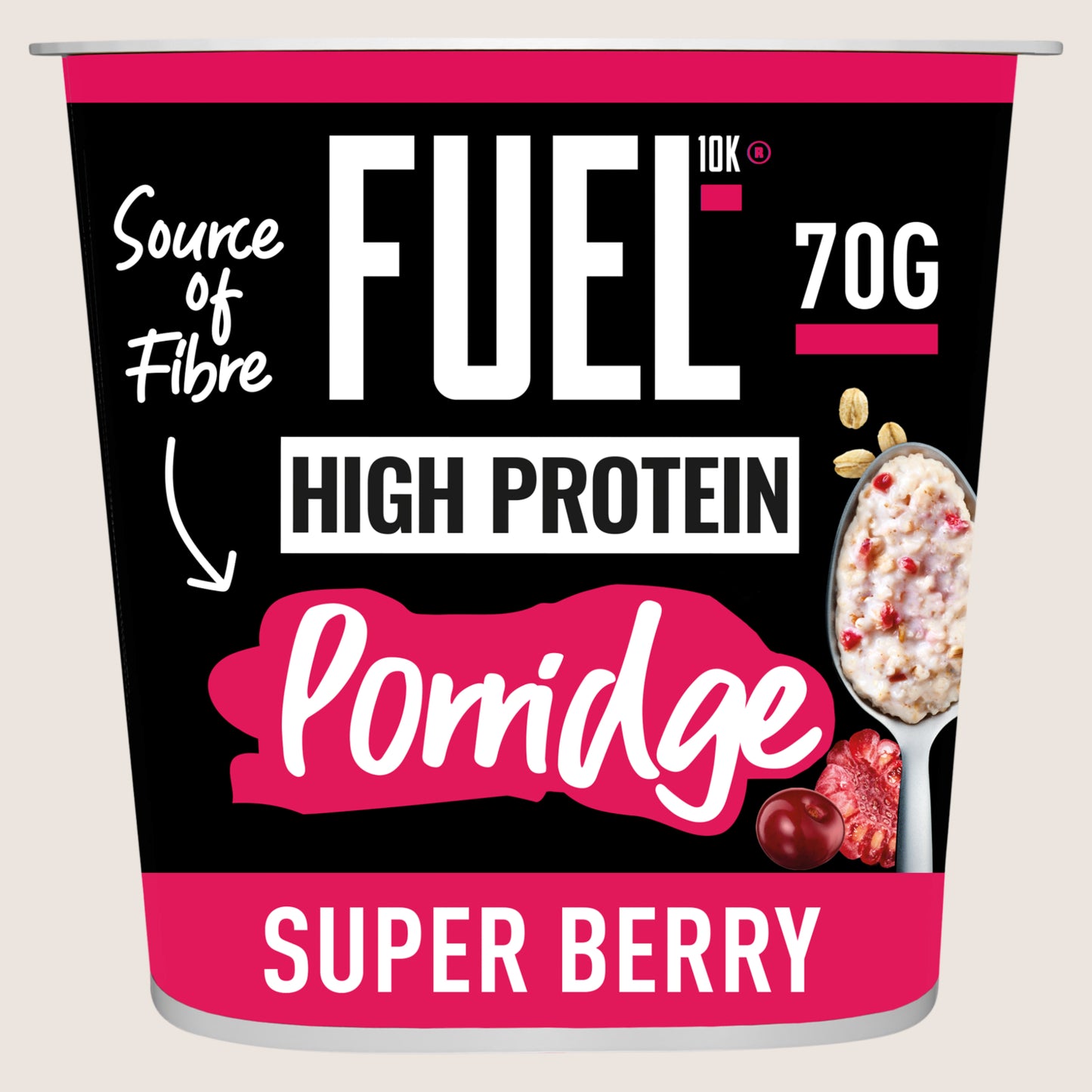FUEL10K High Protein Super Berry Porridge Oat Cereal Pot High Protein 70g
