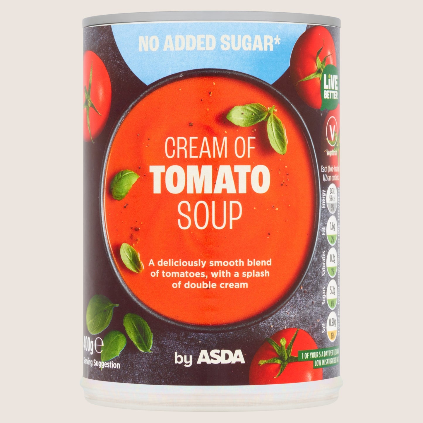 ASDA Cream of Tomato Soup No Added Sugar 400g