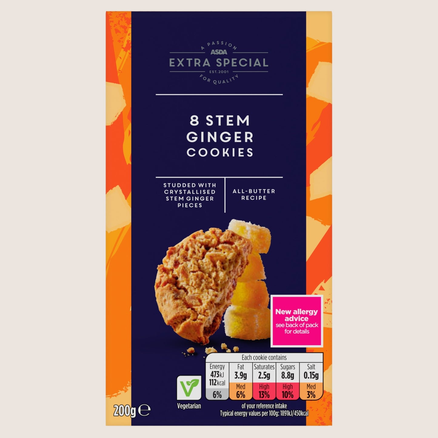 ASDA Extra Special Extra Special 8 Stem Ginger Cookies Free From Artificial Additives 200g