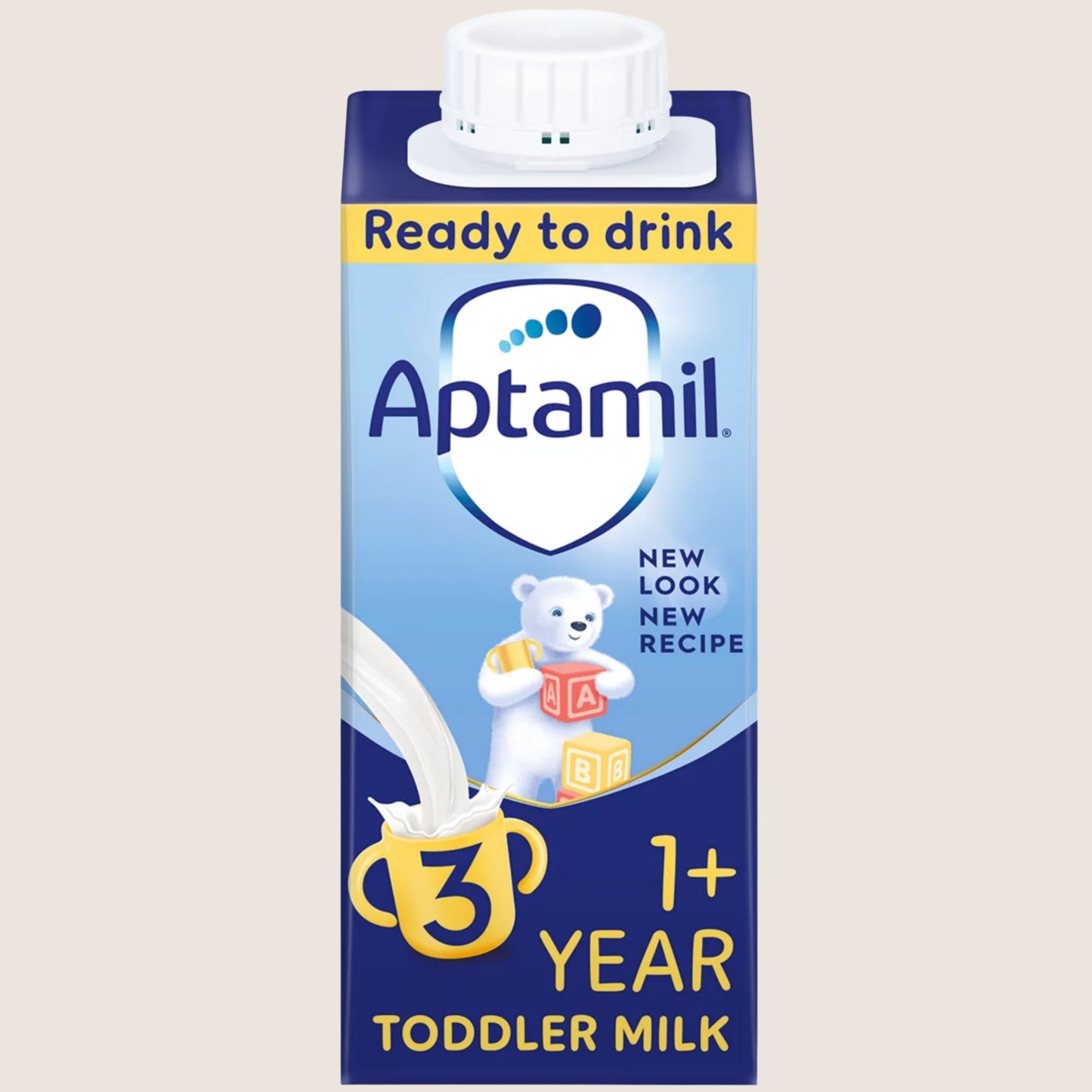 Aptamil 3 Toddler Milk Liquid Formula Ready to Drink, 1-3 Years Suitable from Birth 200ml