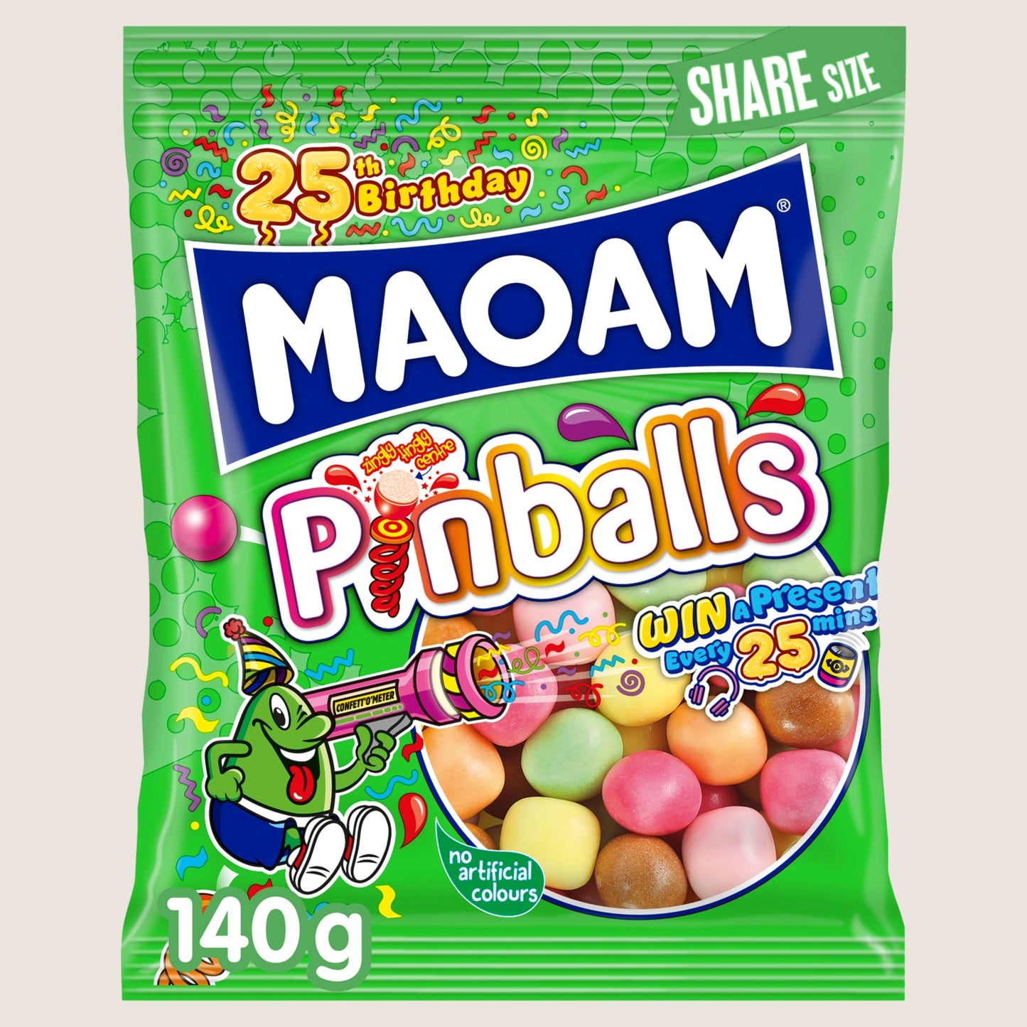 Maoam Pinballs Fruit & Cola Flavour Chewy Sweets Sharing Bag 140g