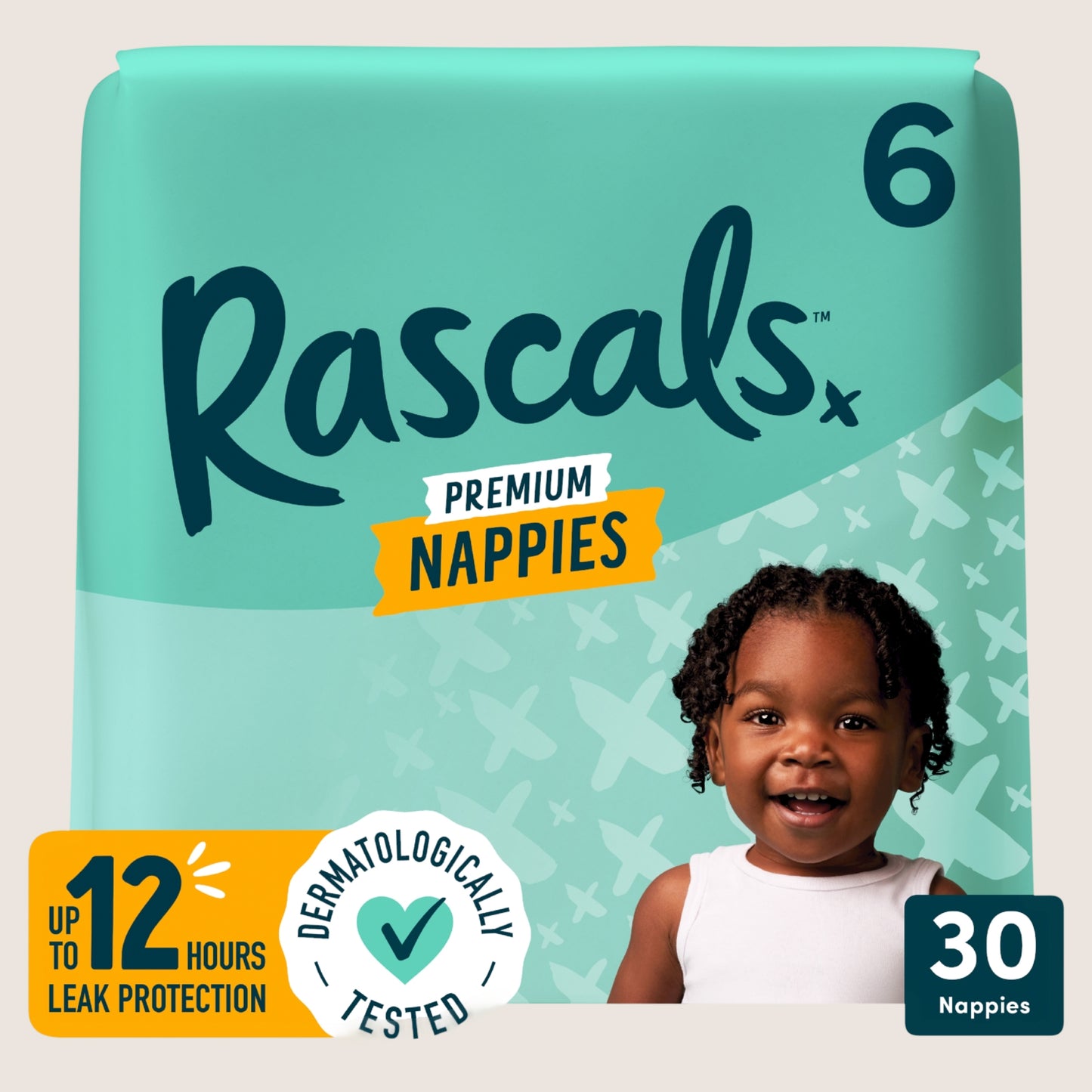 RASCALS Premium Nappies Size 6 Hypoallergenic 30 Count