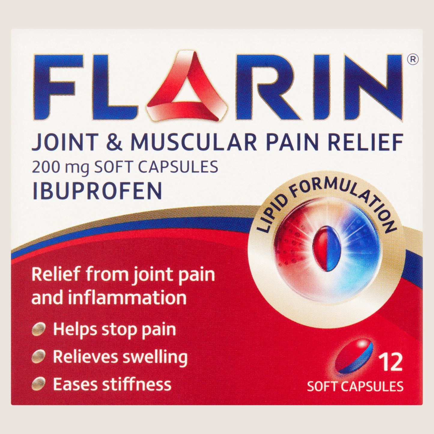 Flarin Joint and Muscular Pain Relief 200mg Soft Capsules 12 Soft Capsules