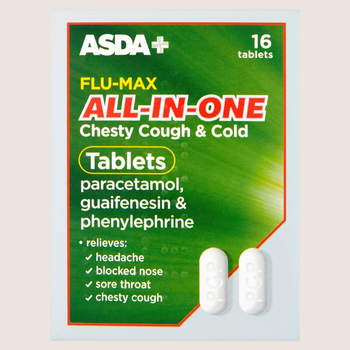 ASDA Flu-Max All-in-One Chesty Cough & Cold Tablets 16 Tablets