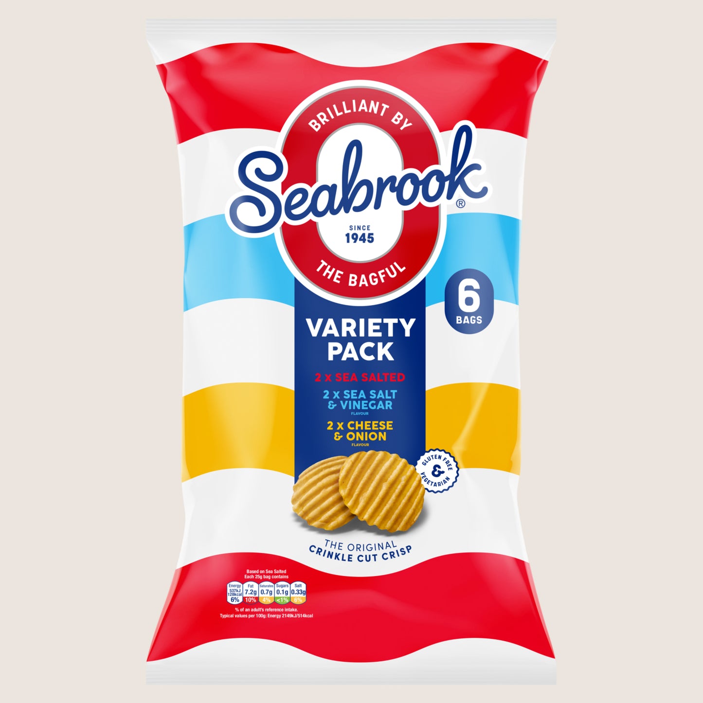 Seabrook The Original Crinkle Cut Crisp Gluten Free 6 x 25g
