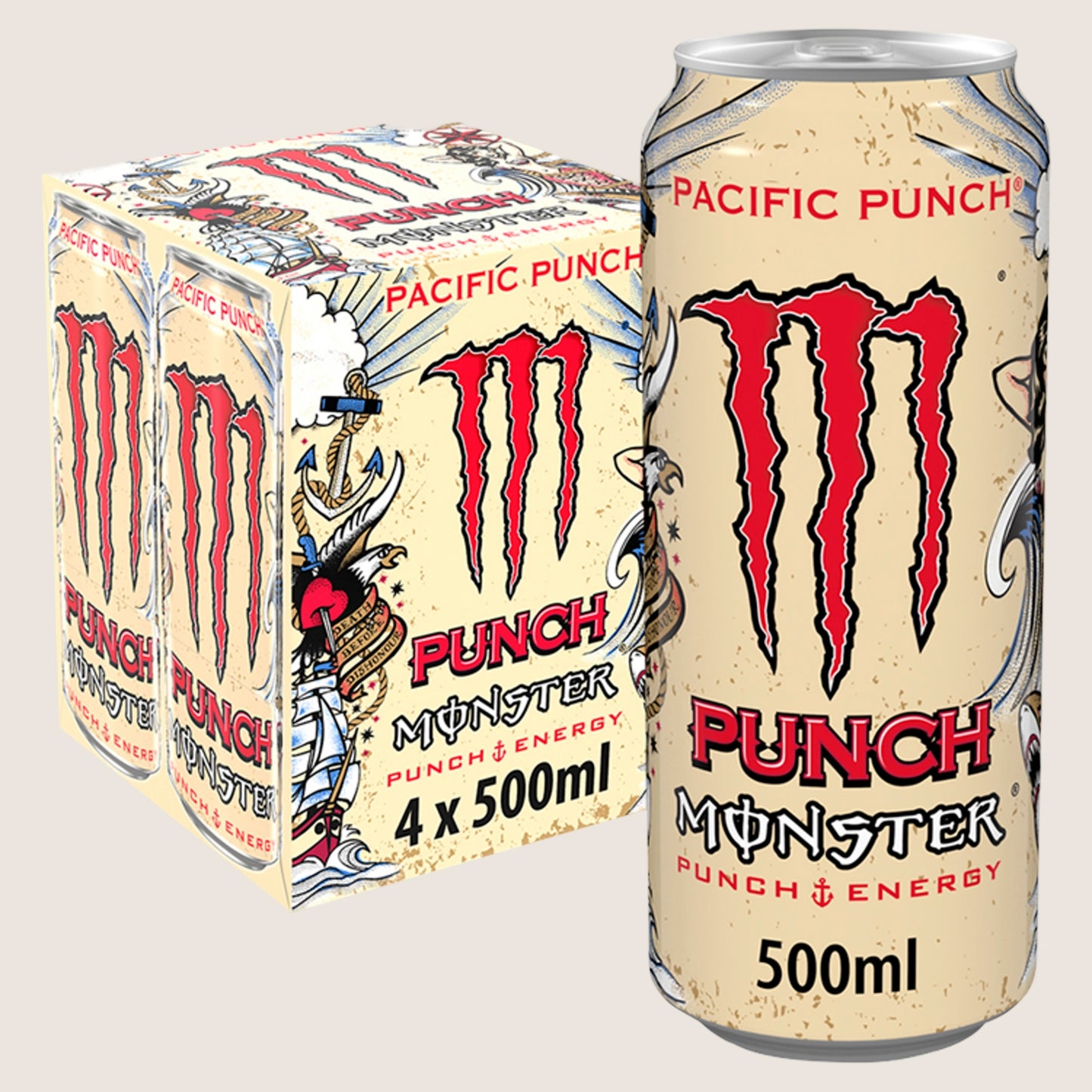 Monster Energy Drink Pacific Punch Refreshing 4 x 500ml