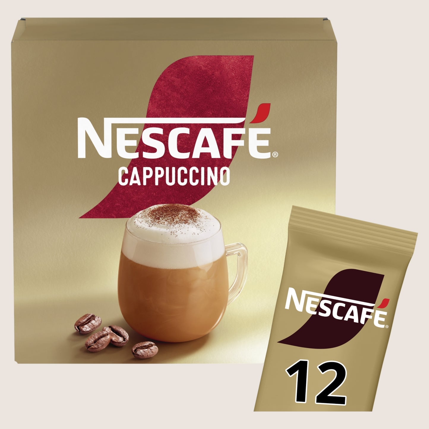 Nescafé Cappuccino Instant Coffee Sachets No Artificial Additives 12 x 15.5g