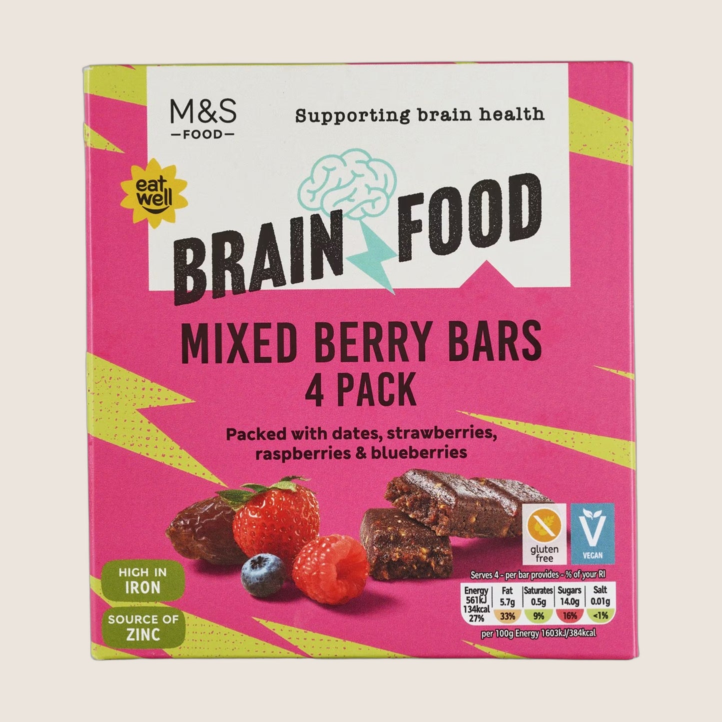 M&S Brain Food Mixed Berry Bars 140 g