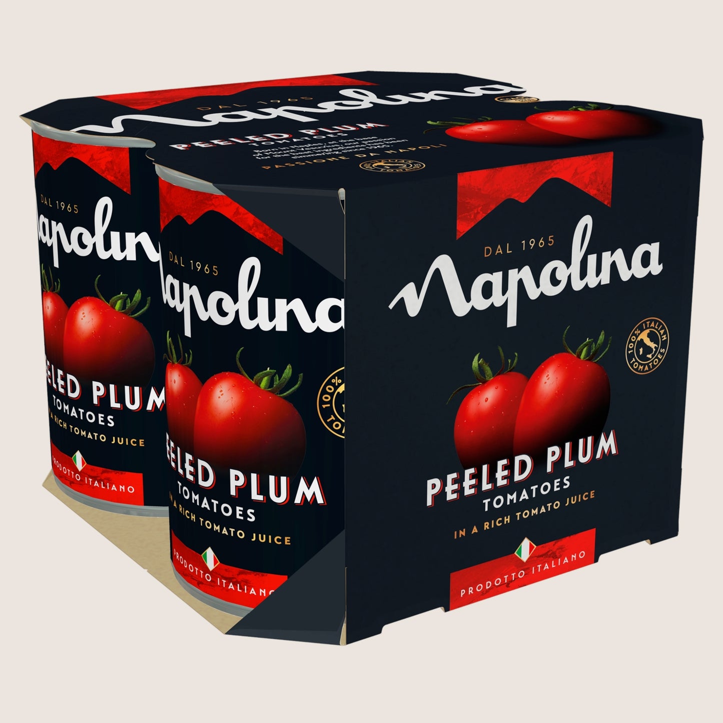 Napolina Peeled Plum Tomatoes in a Rich Tomato Juice Sun Ripened Tomatoes 4 x 400g