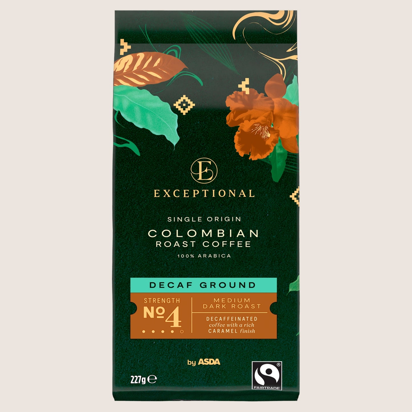 Exceptional by ASDA Colombian Roast Decaf Ground Coffee Decaffeinated 227g