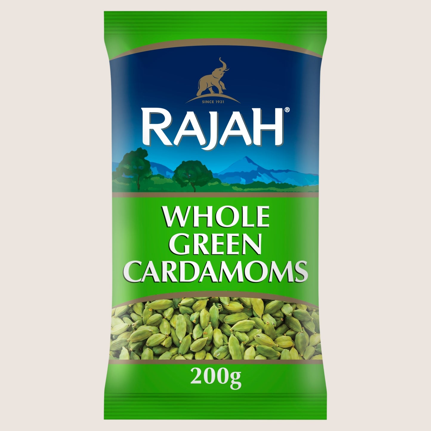 Rajah Green Cardamoms Whole Spices No Artificial Additives 200g
