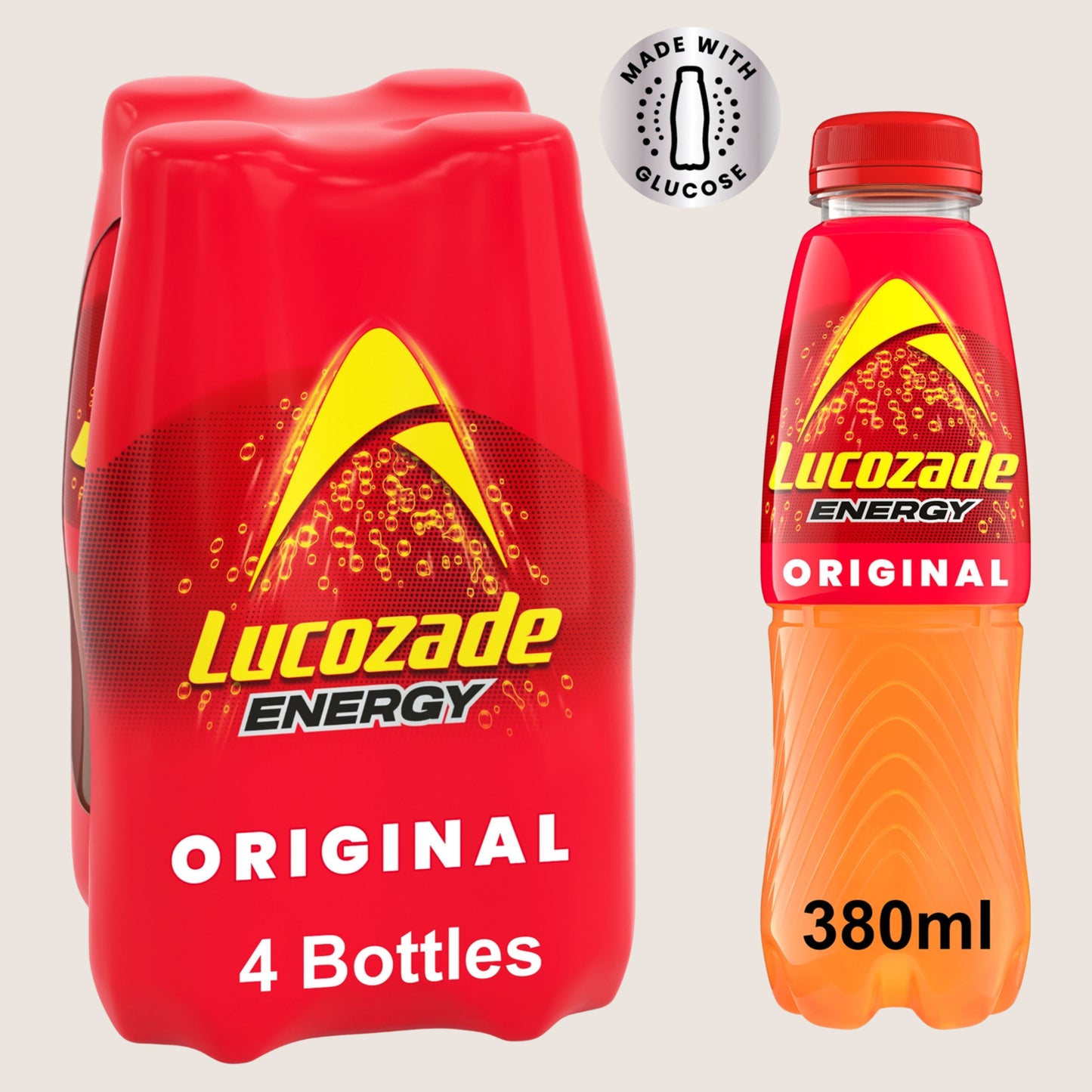 Lucozade Energy Drink Original Refreshing 4x380ml