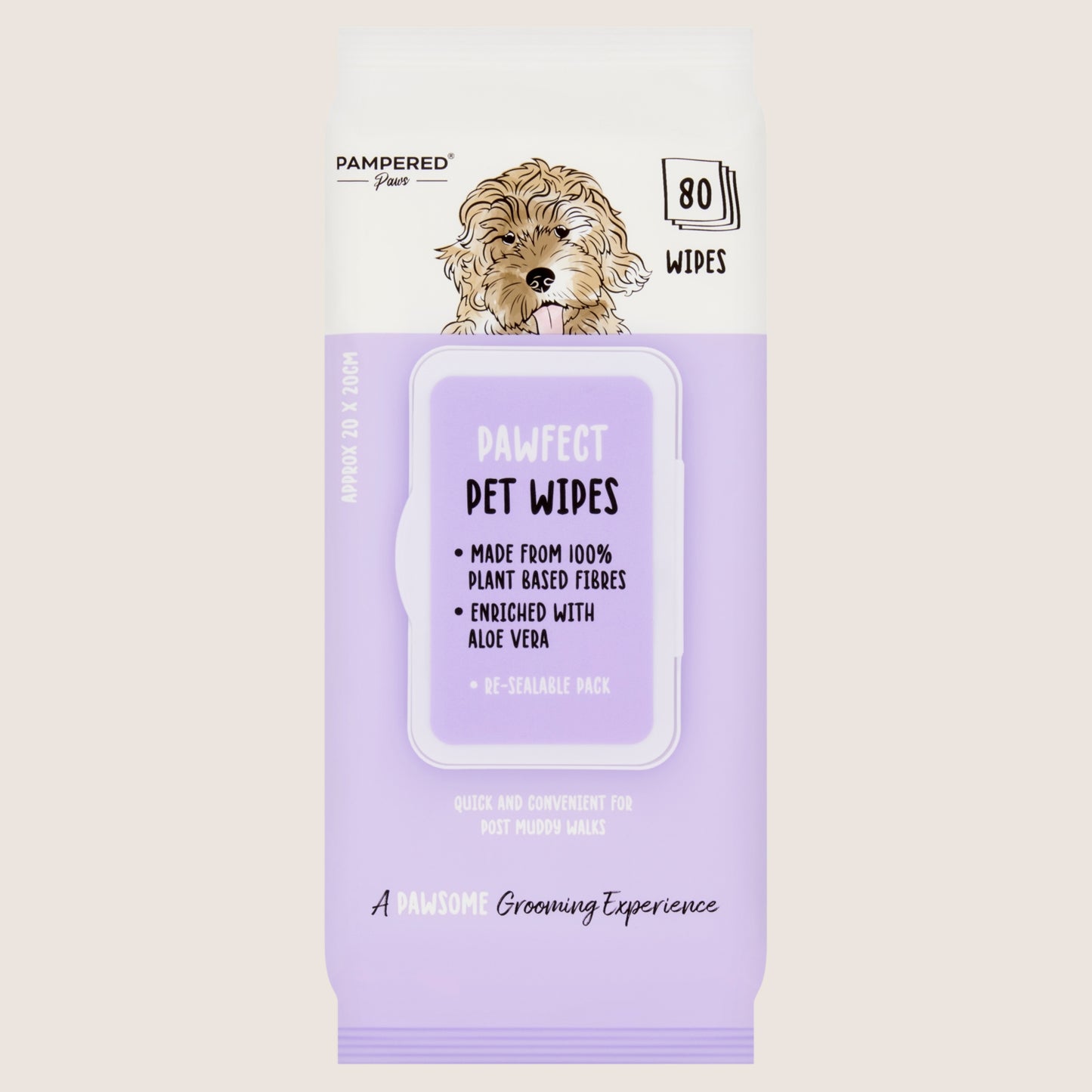 Pampered Paws 80 Pawfect Pet Wipes