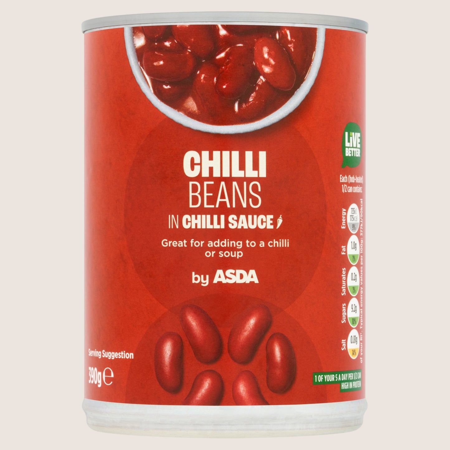 ASDA Chilli Beans in Chilli Sauce High in Fibre 390g