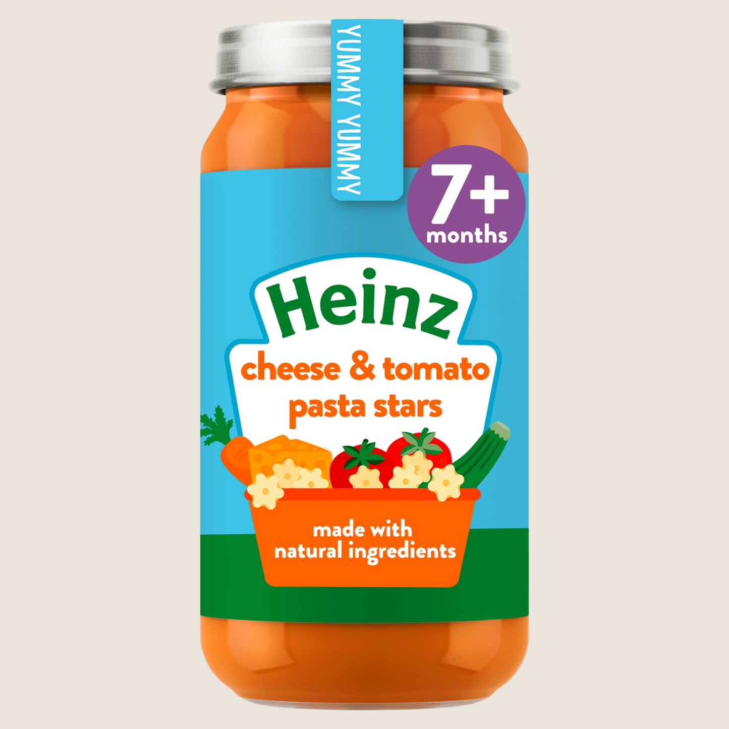 Heinz By Nature Cheese and Tomato Pasta Stars Baby Food Jar 7+ months No Artificial Additives 200g