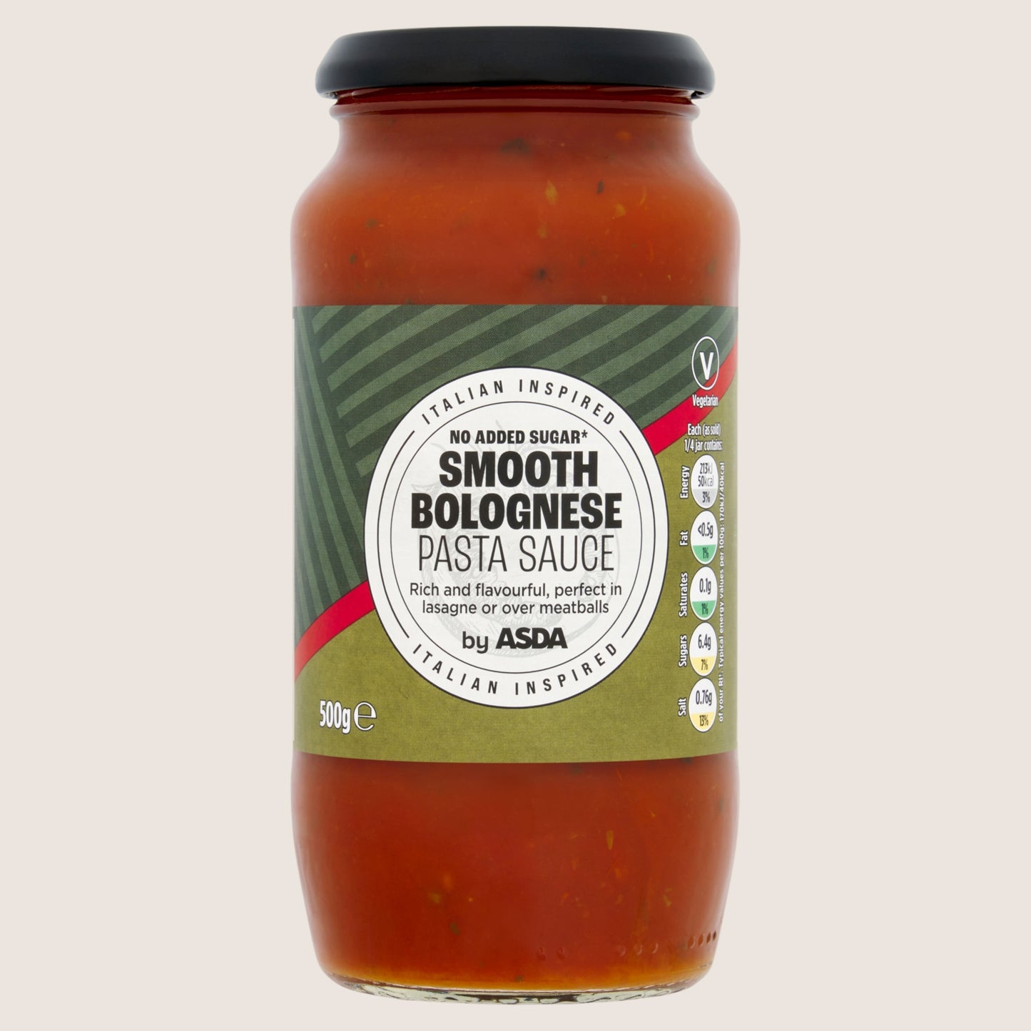 ASDA Smooth Bolognese Pasta Sauce No Added Sugar 500g