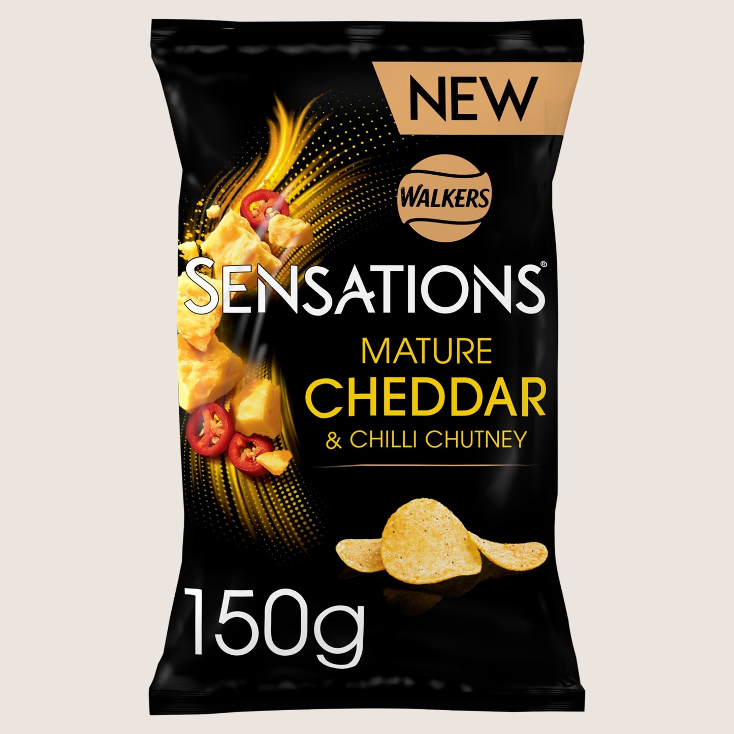 Walkers Sensation s Mature Cheddar Cheese & Chilli Sharing Crisps No Artificial Additives 150g
