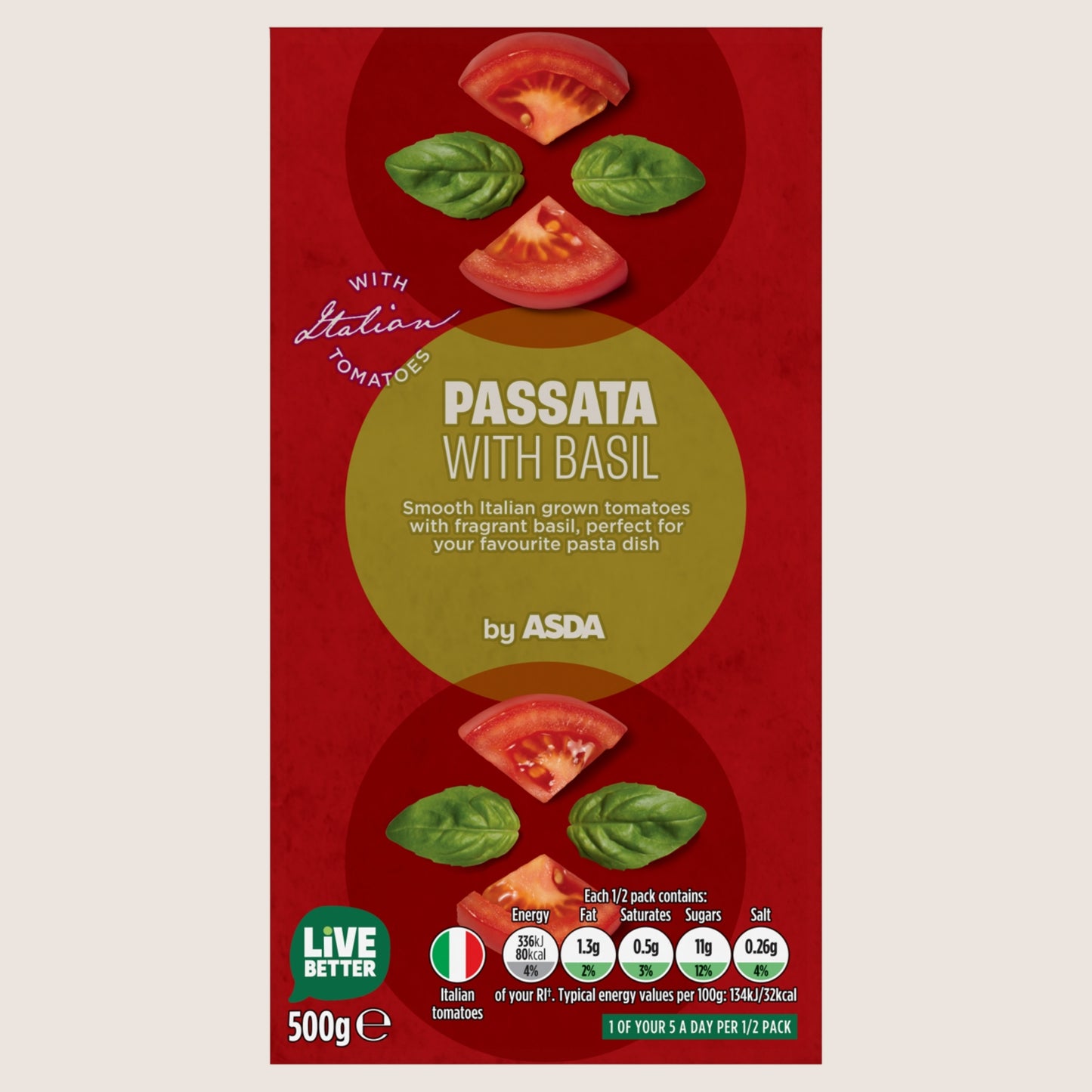 ASDA Passata with Basil Cupboard Essential 500g