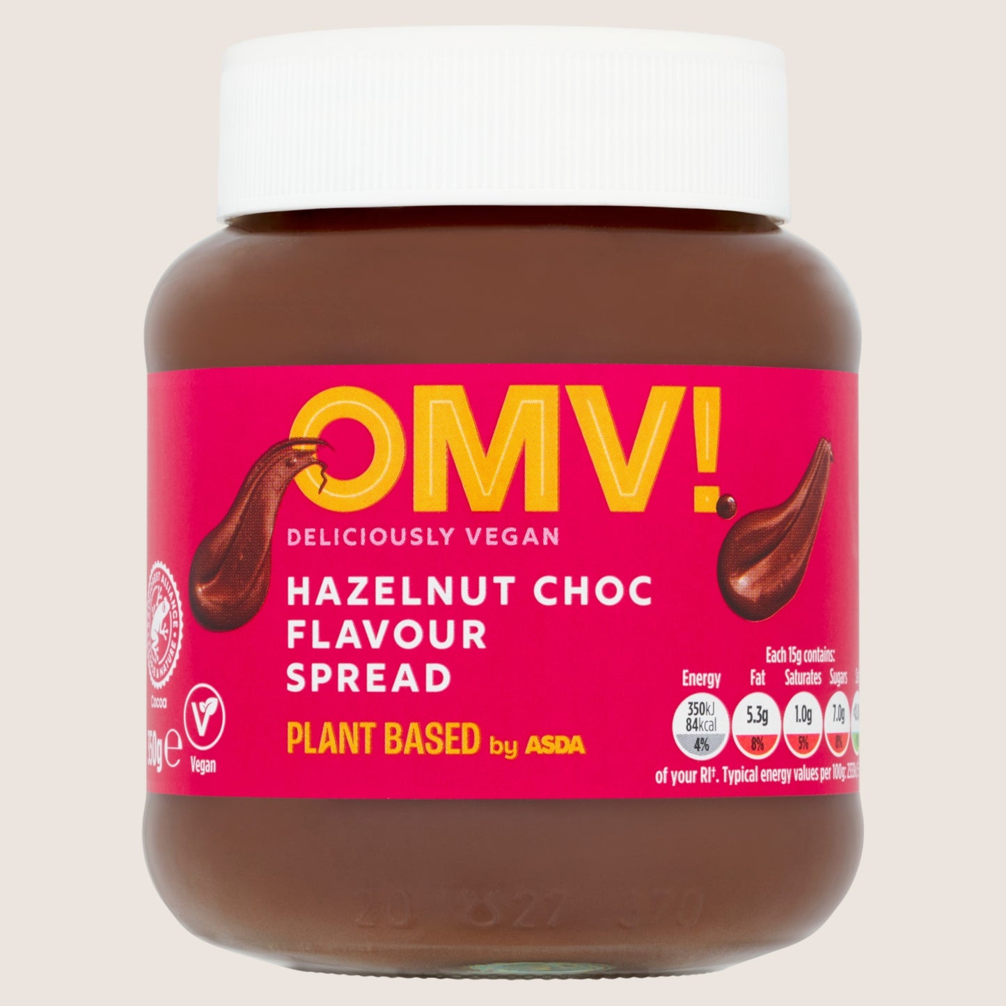 Plant Based by ASDA OMV! Hazelnut Choc Flavour Spread No Artificial Additives 350g