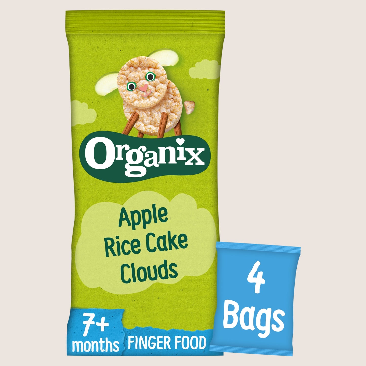 Organix Apple Rice Cake Clouds Organic Baby Snacks Multipack 7 months+ 4x18g