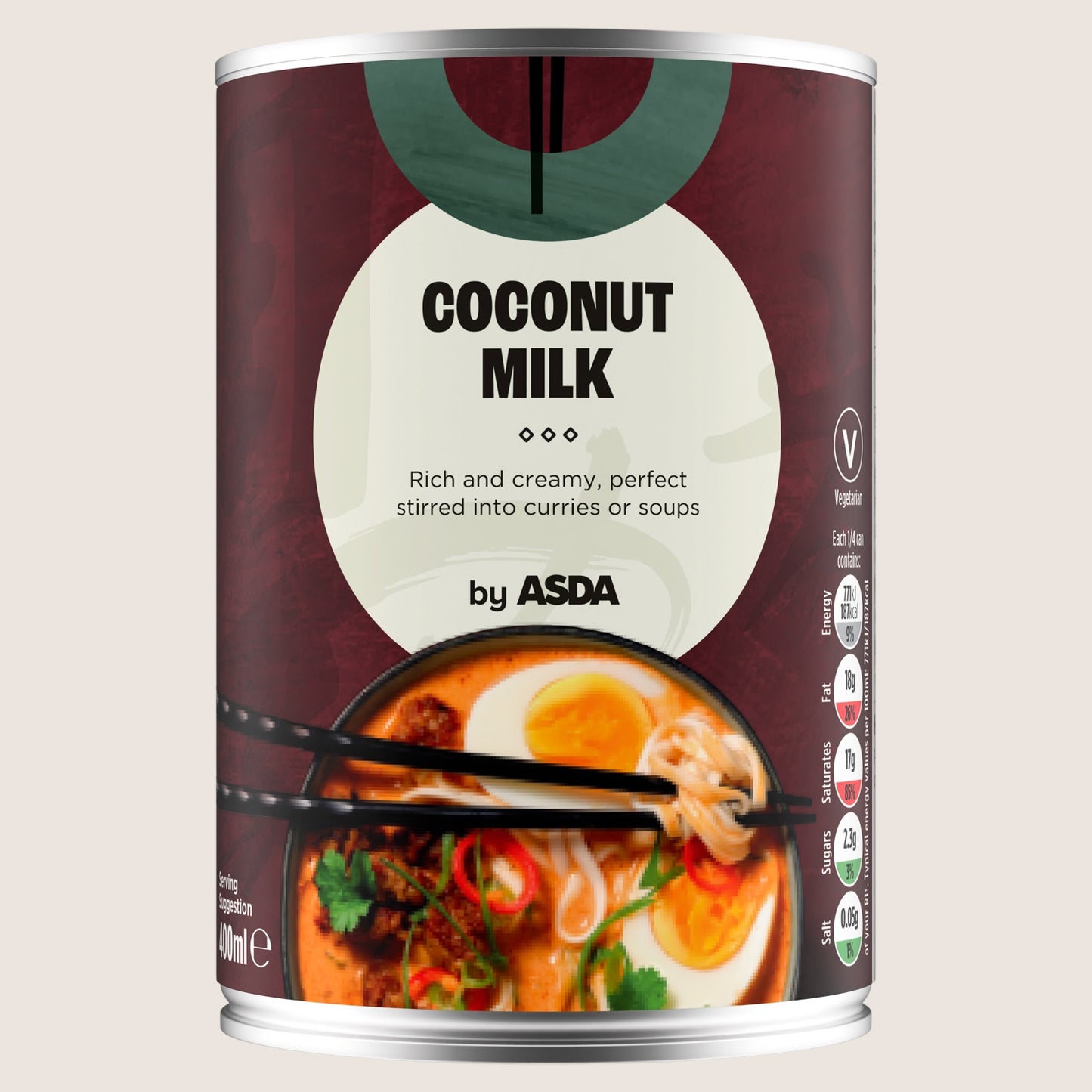 ASDA Coconut Milk No Artificial Additives 400ml